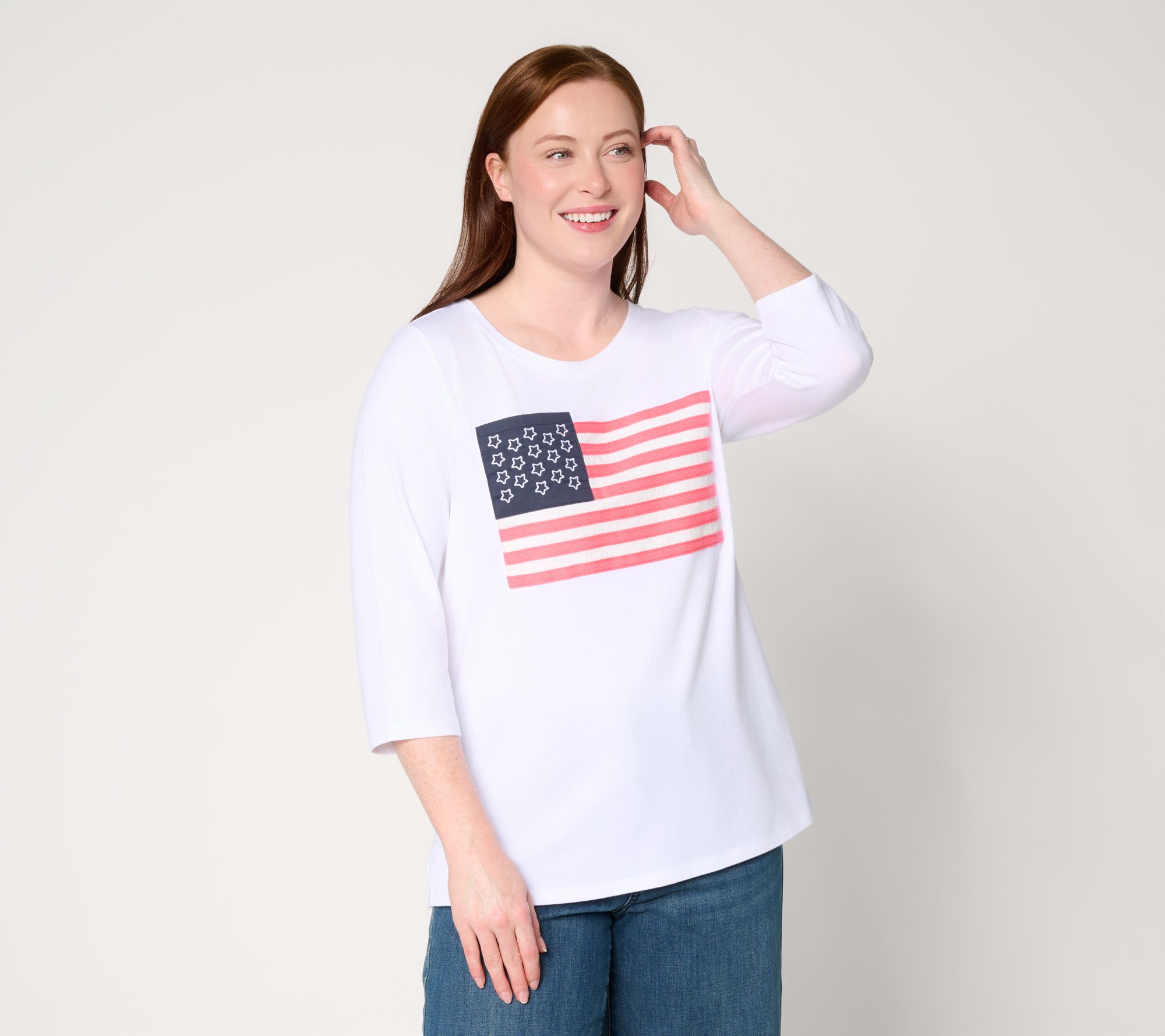 Liberty Belles by Kim Gravel TripleLuxe Knit American Woman Flag Tee