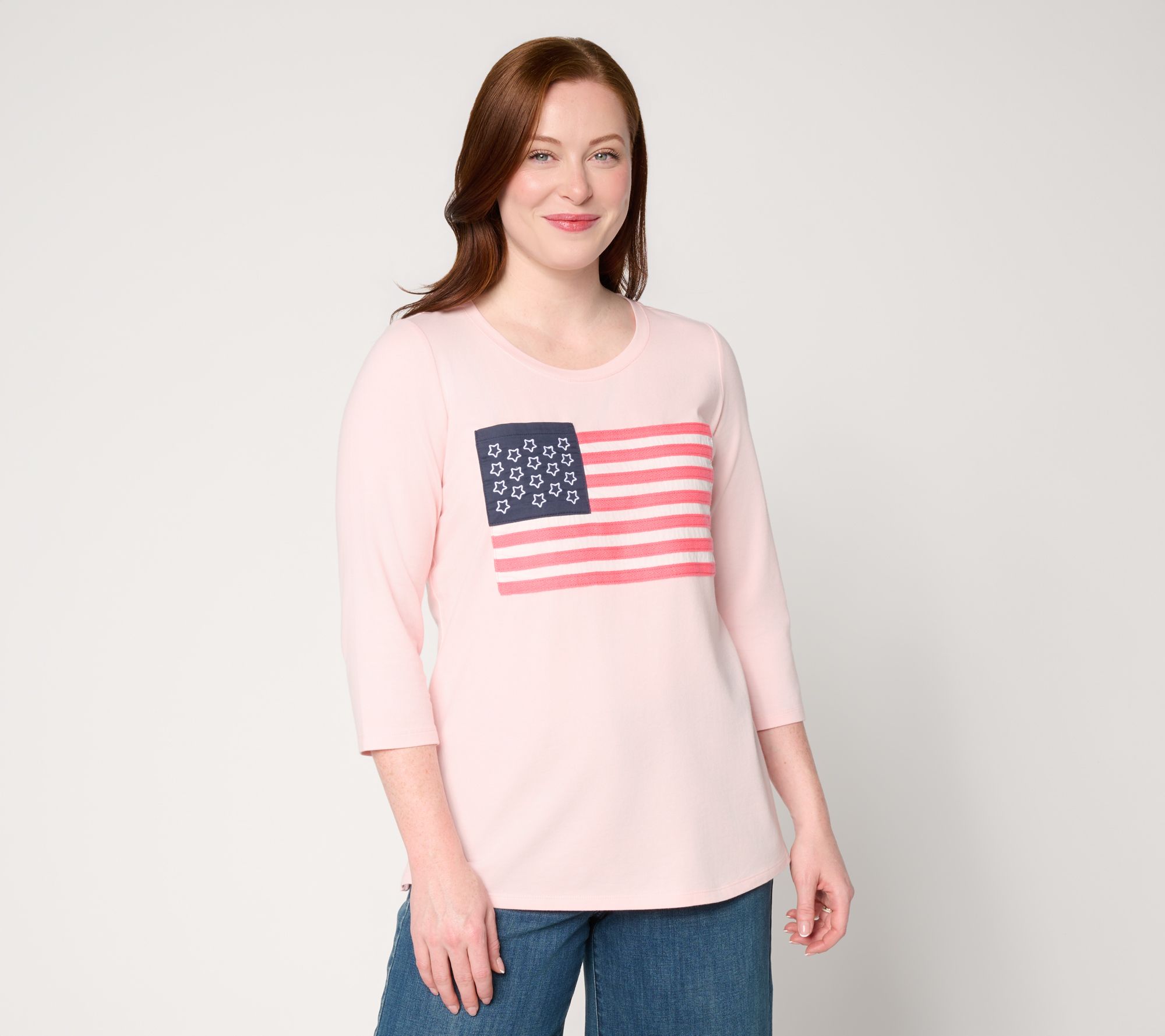 Liberty Belles by Kim Gravel TripleLuxe Knit American Woman Flag Tee