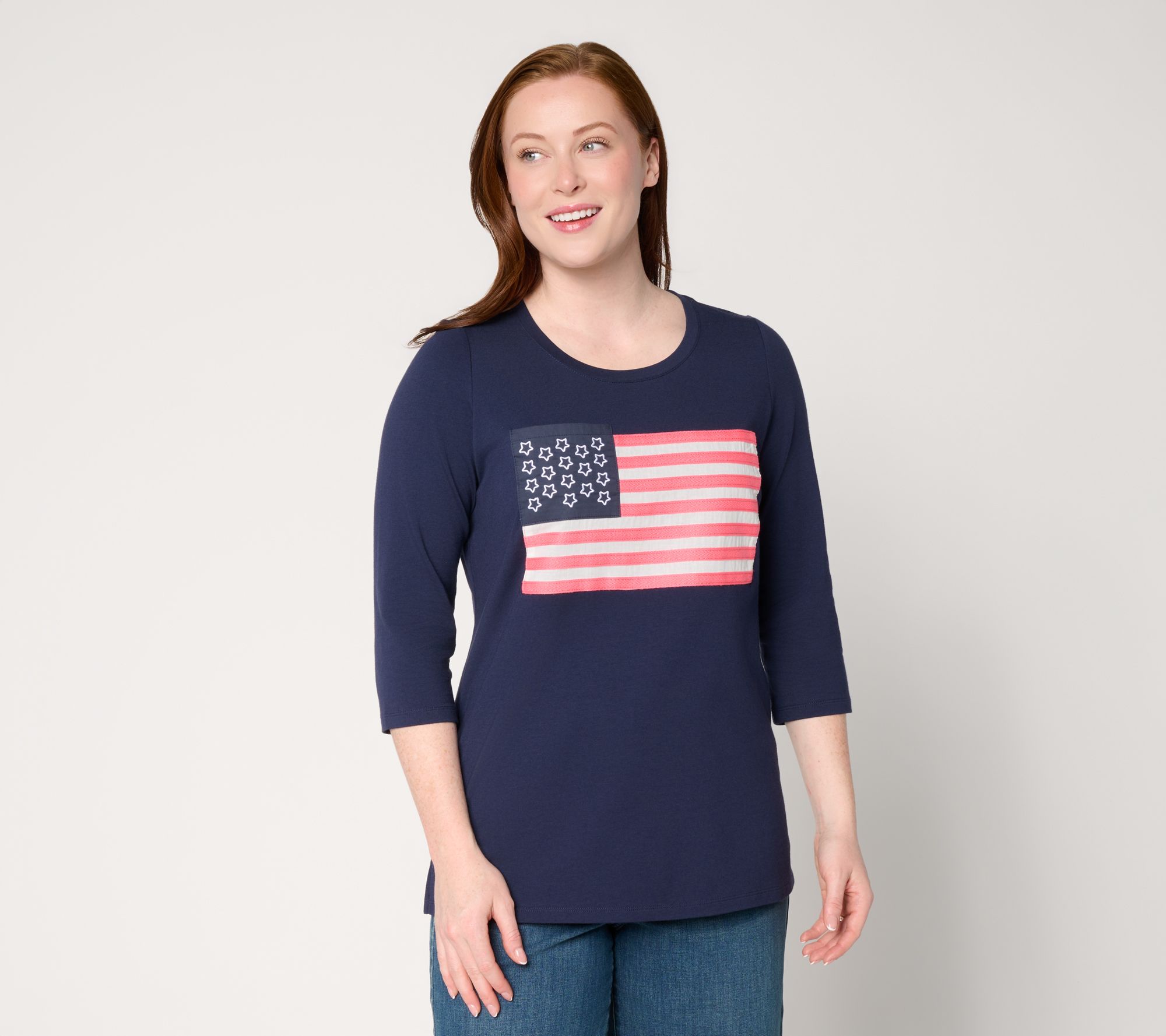 Liberty Belles by Kim Gravel TripleLuxe Knit American Woman Flag Tee