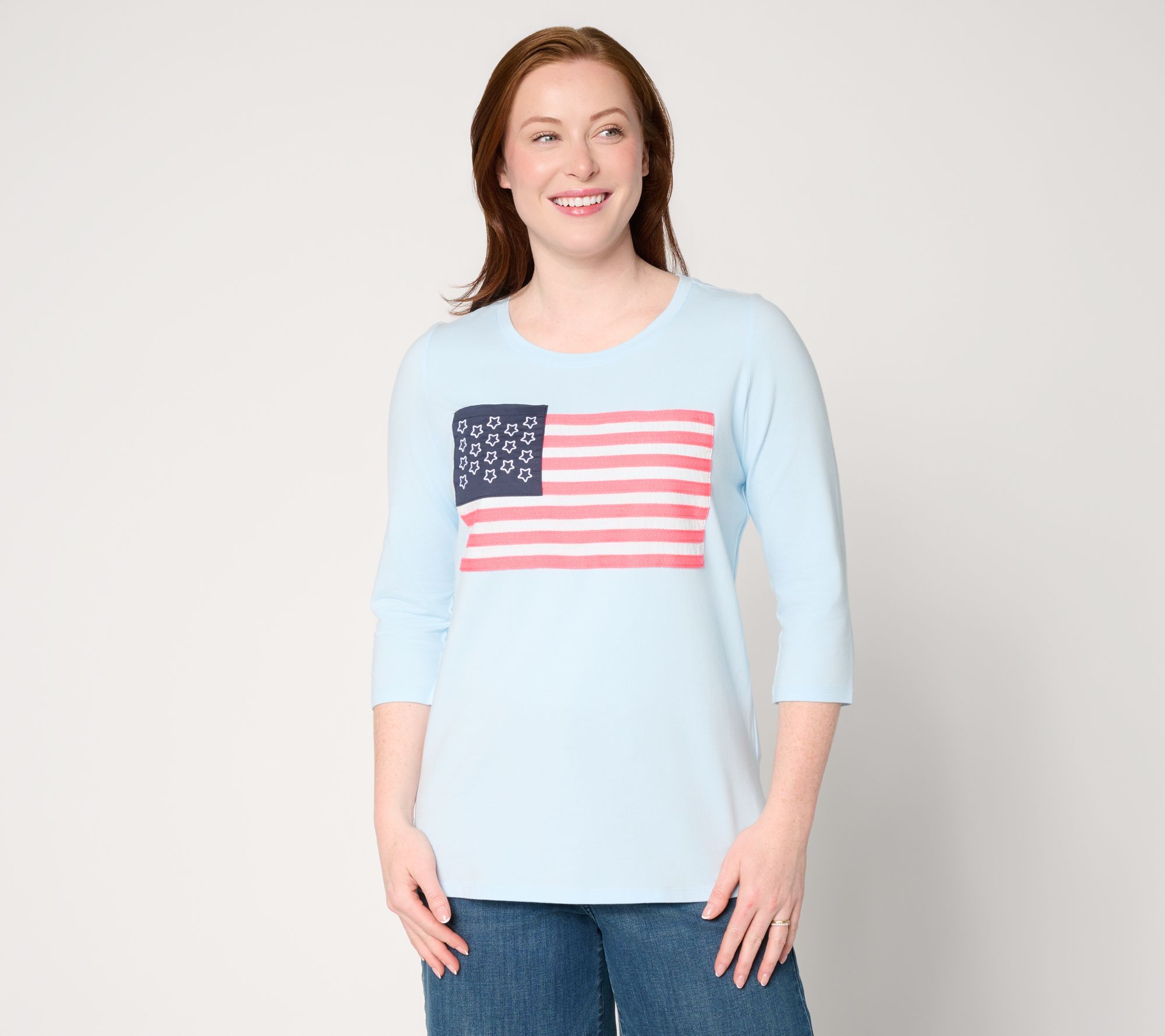 Liberty Belles by Kim Gravel TripleLuxe Knit American Woman Flag Tee