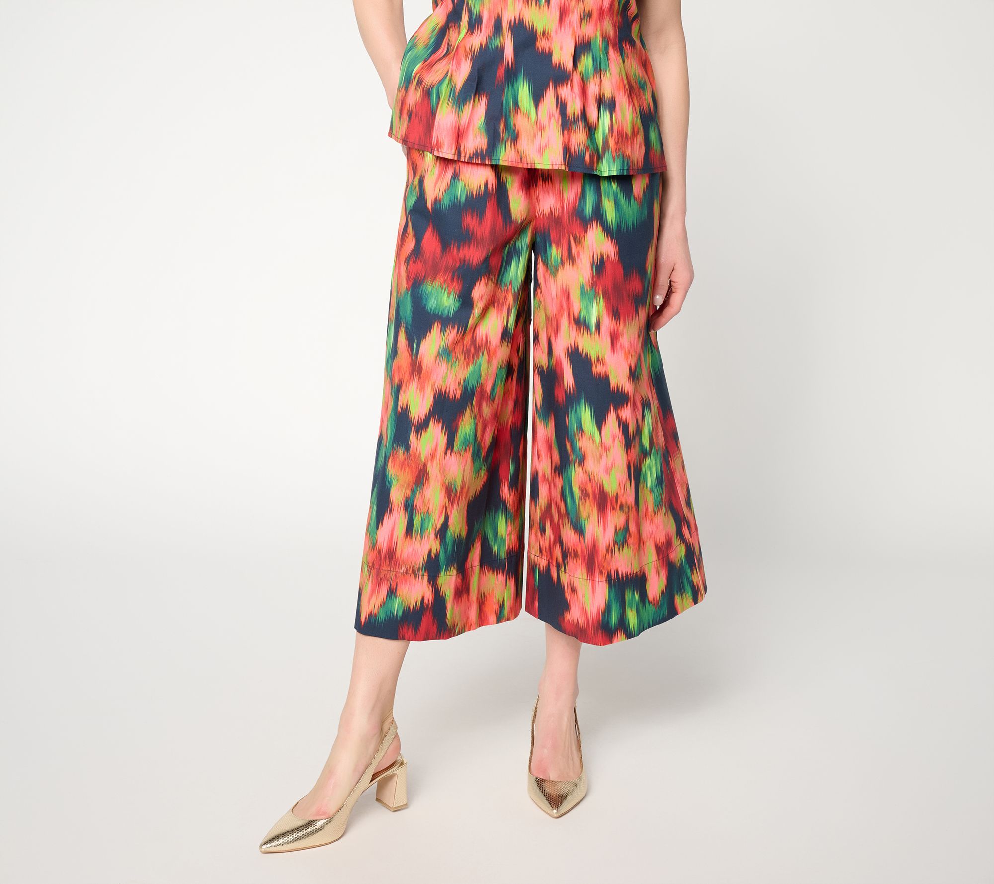 Carla Rockmore Collection Petite Pull-On Cotton Rich Wide Crop Pants