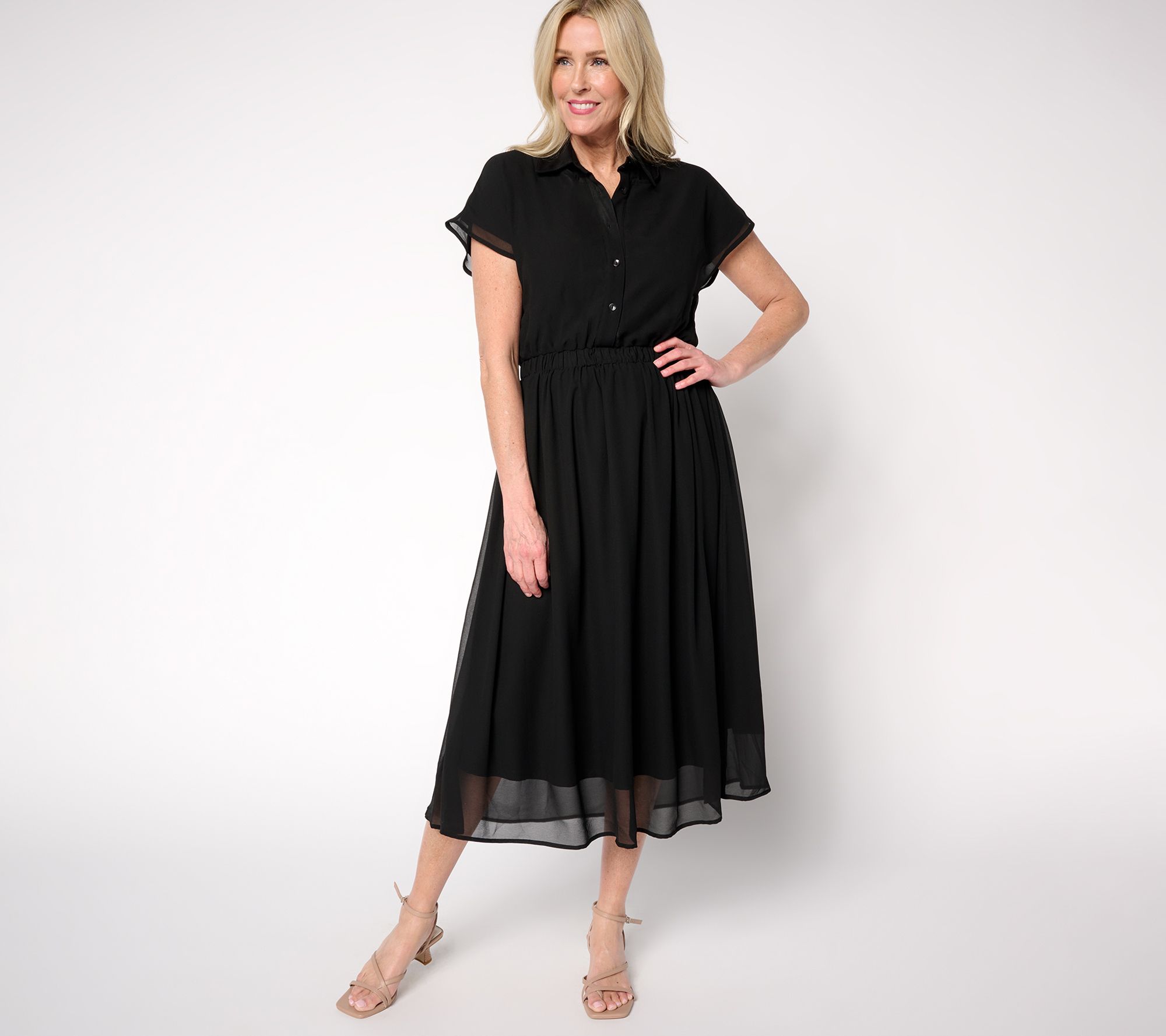 "As Is" by Stacy London Pet Jersey Dress with Chiffon Overlay