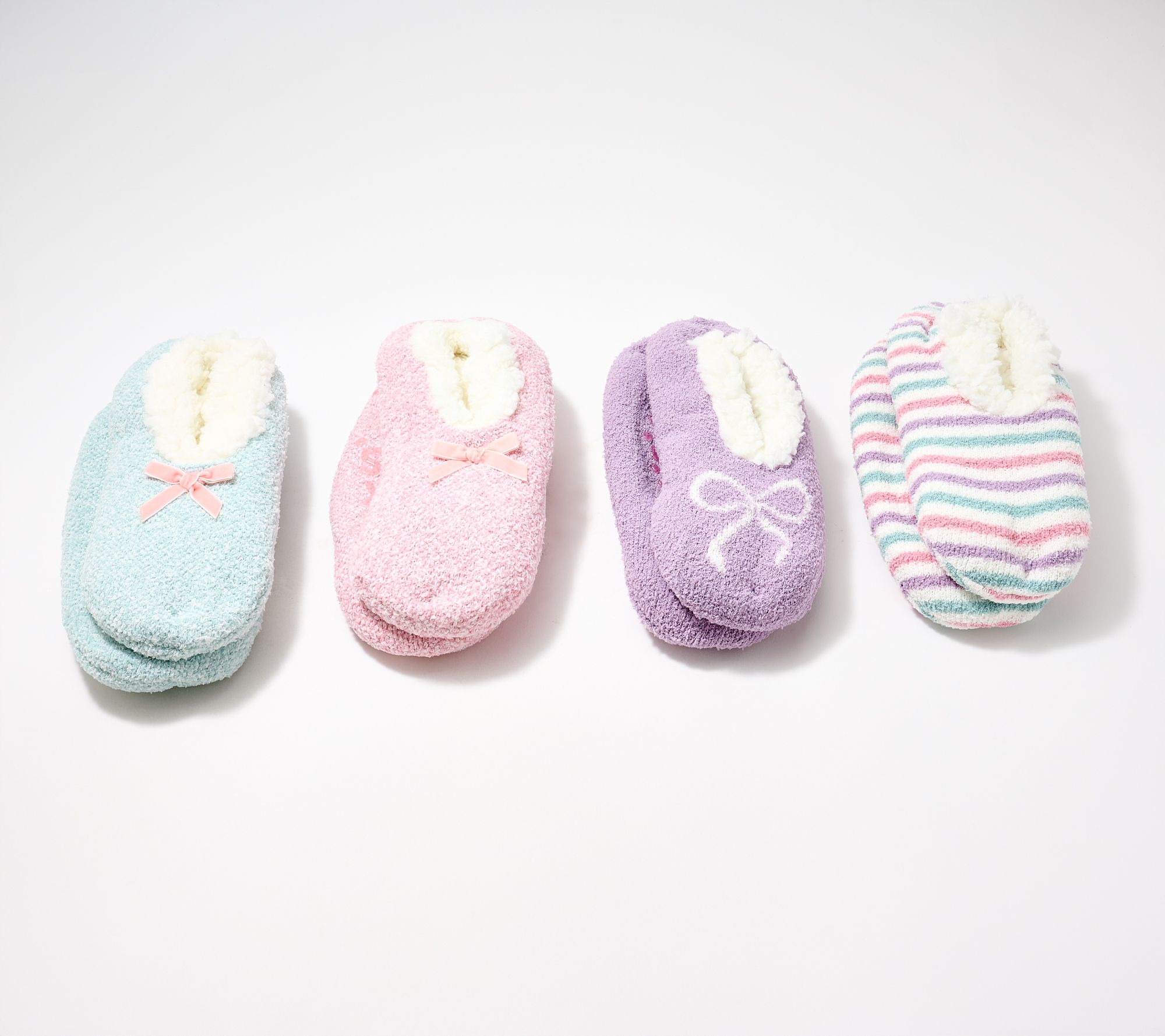 MUK LUKS Set of 4 Aloe Infused Ballerina Slipper Socks
