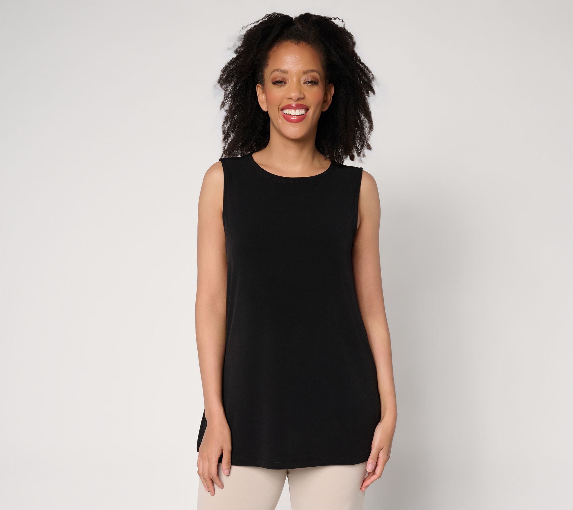 Susan Graver Essentials Regular Liquid Knit Sleeveless A-Line Tunic