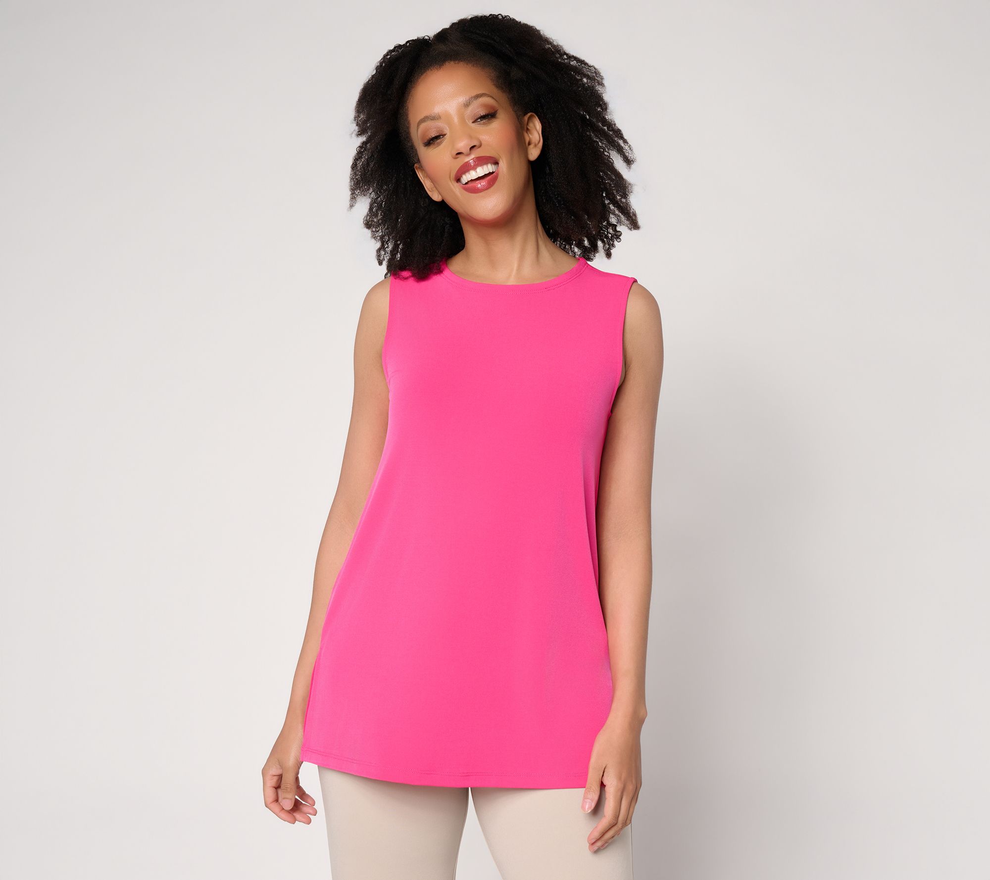 Susan Graver Essentials Regular Liquid Knit Sleeveless A-Line Tunic