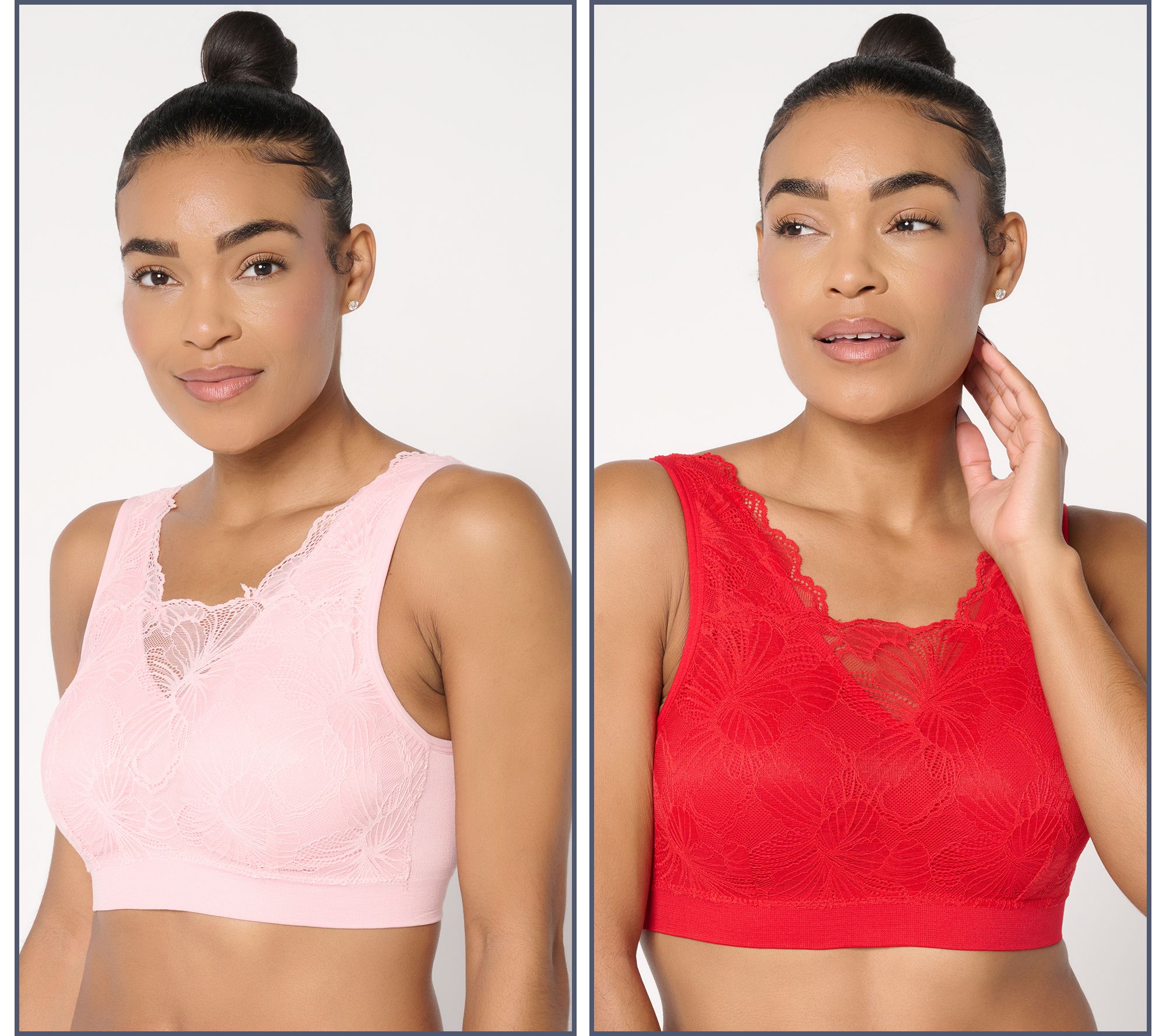 "As Is" Breezies Seamless Lace Cami Bra w/ Removable Pads
