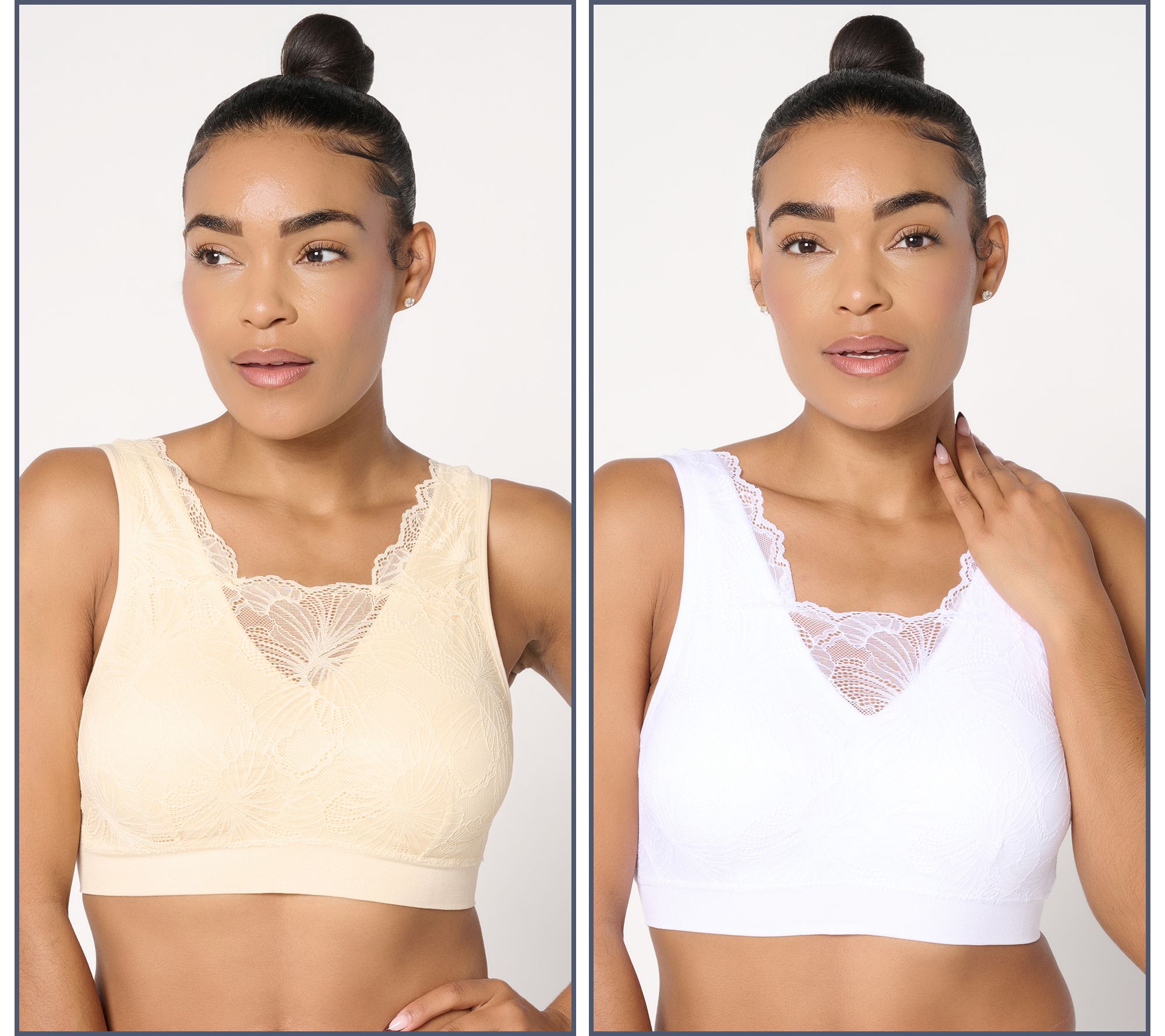 "As Is" Breezies Seamless Lace Cami Bra w/ Removable Pads