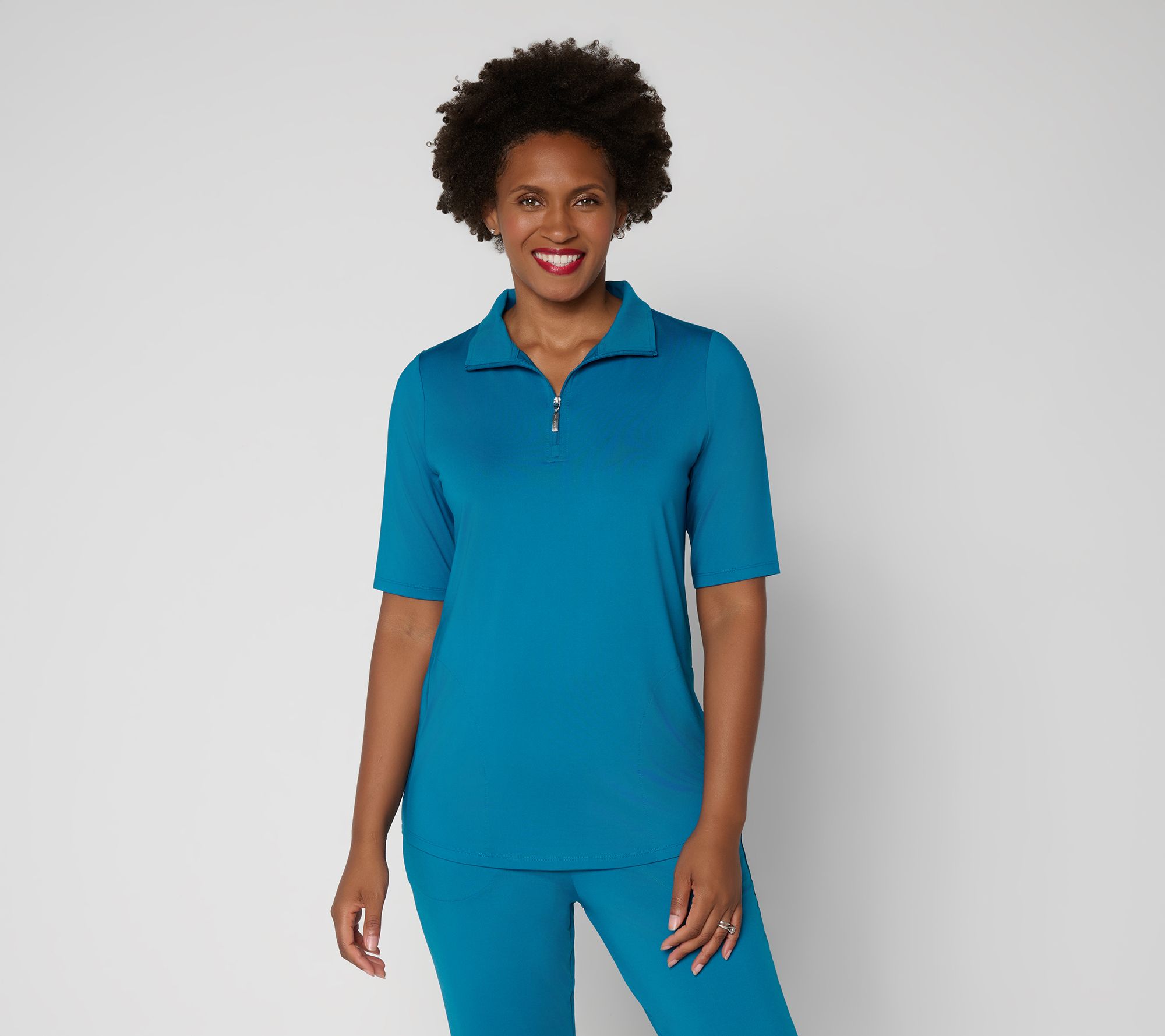 Denim & Co. Active Cool to the Touch Quarter Zip Top