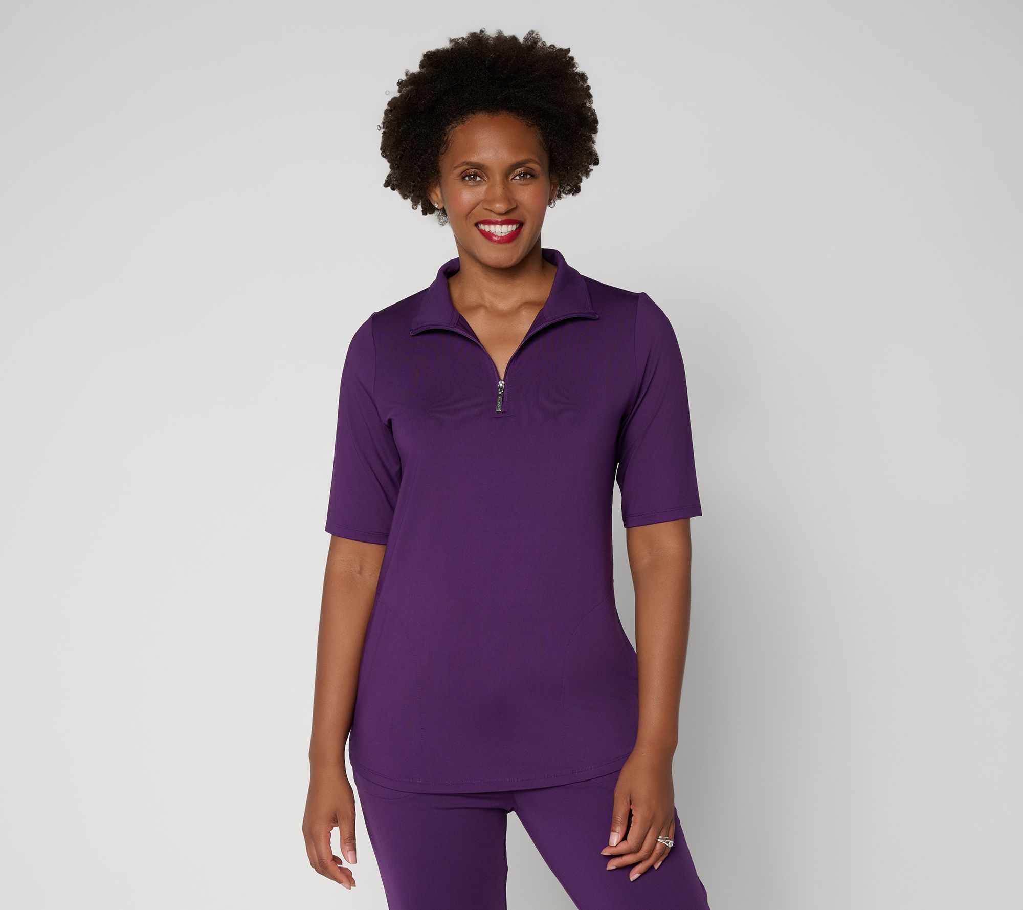 Denim & Co. Active Cool to the Touch Quarter Zip Top