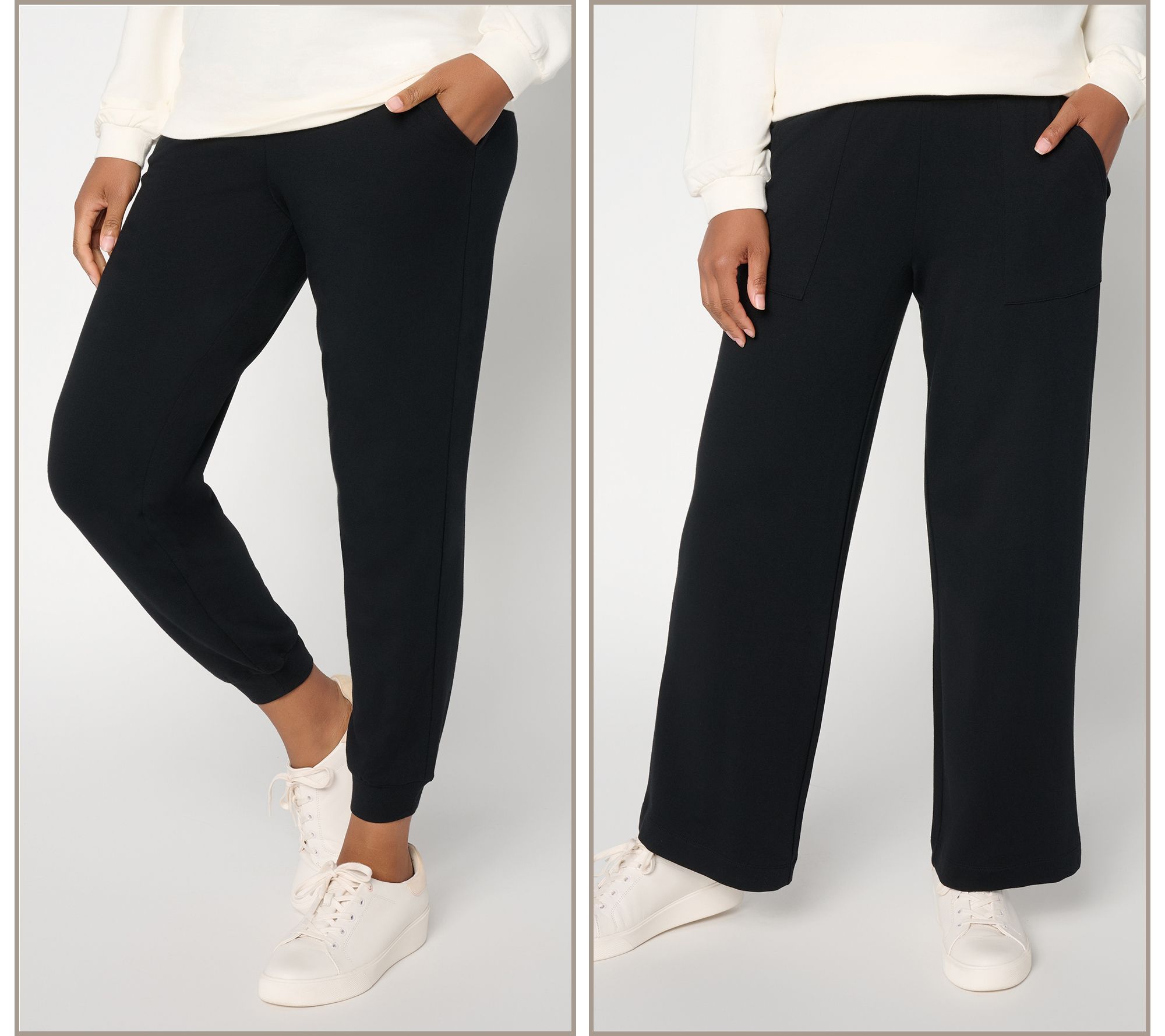 AnyBody Tall Cozy Knits French Terry 2 Pack Wide Leg & Jogger Pants