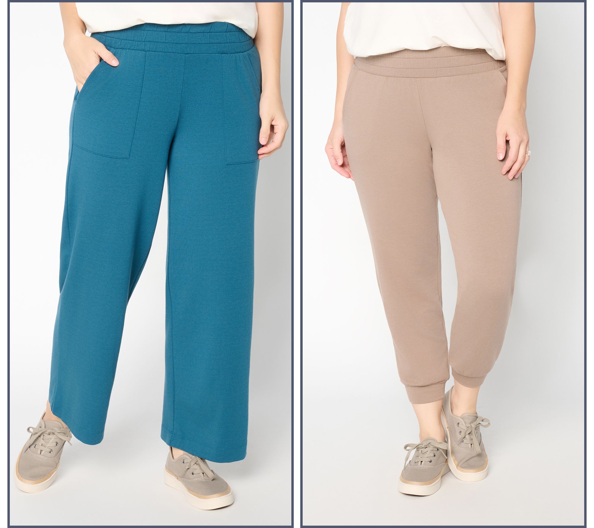 AnyBody Tall Cozy Knits French Terry 2 Pack Wide Leg & Jogger Pants