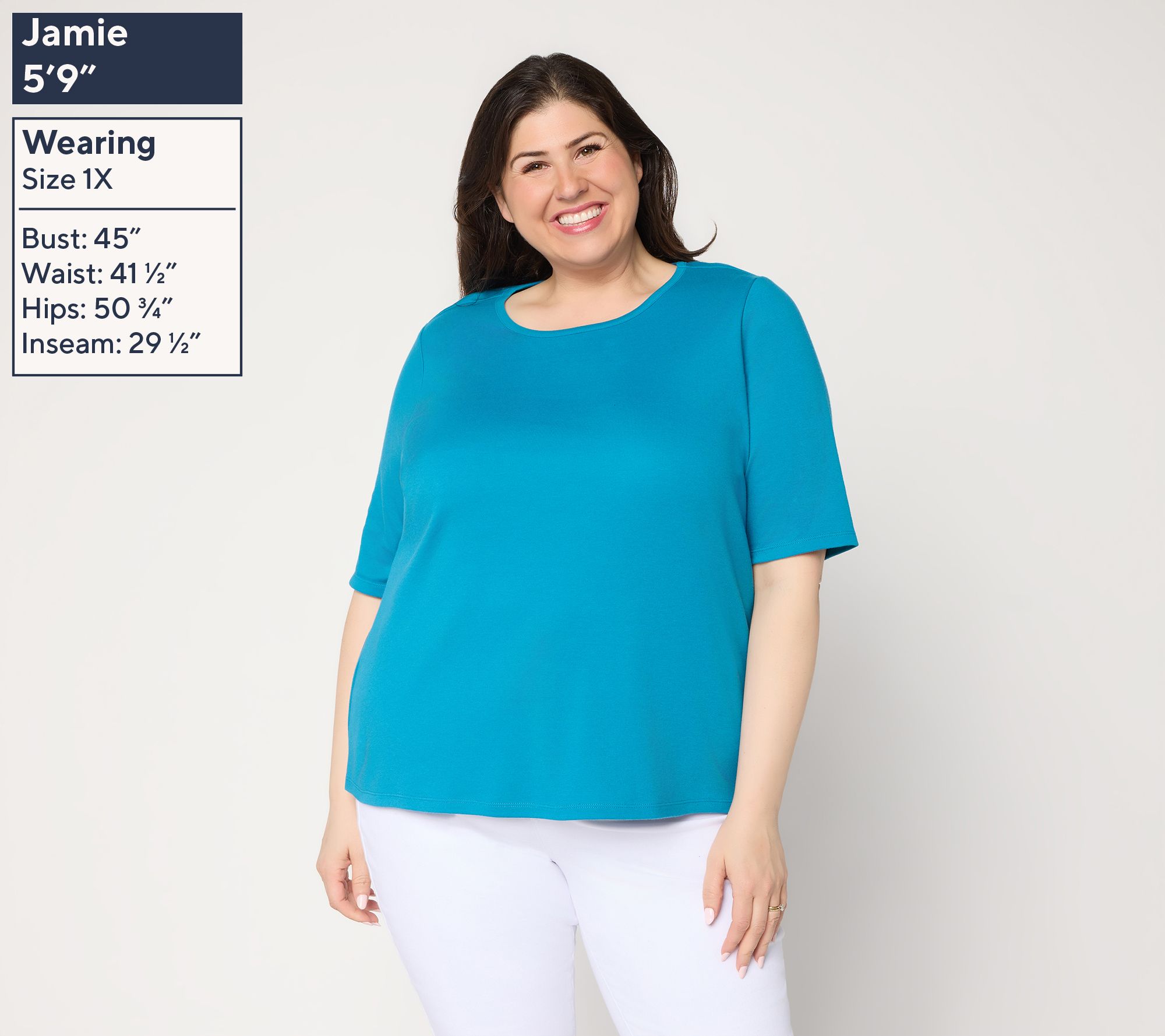 Denim & Co. Essentials Interlock Elbow Sleeve Top - QVC.com