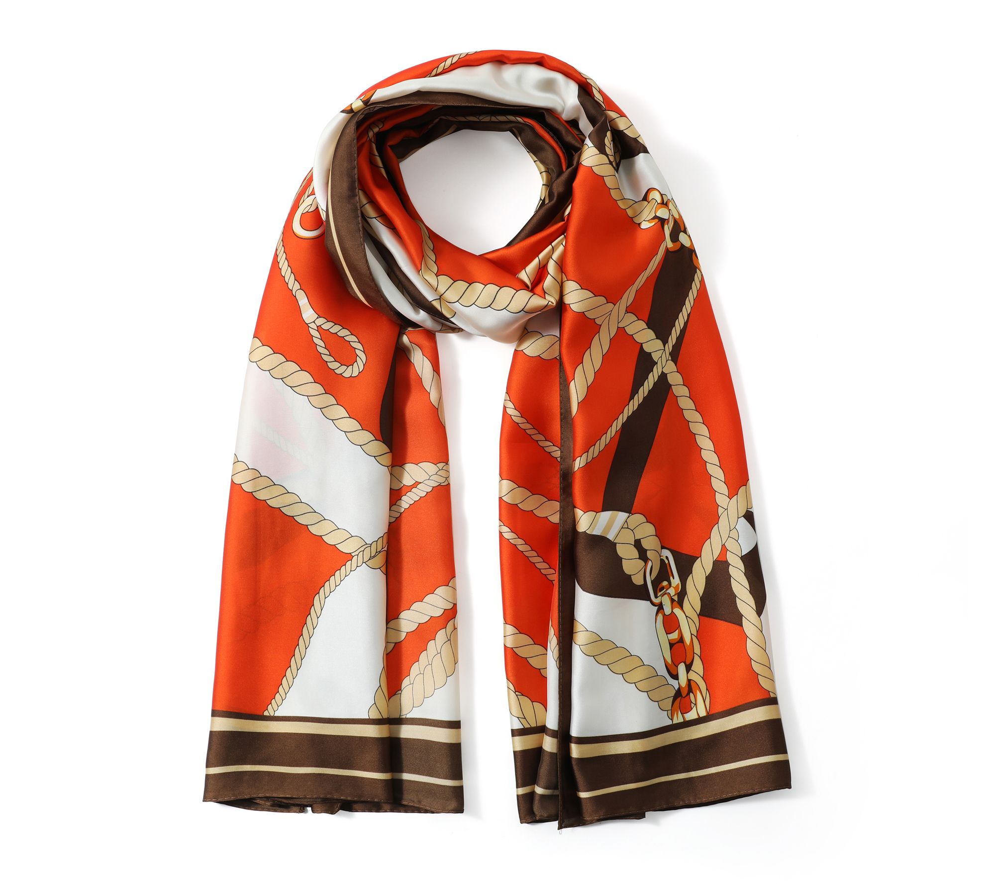 Youzey Orange & Brown Links Scarf 35" x 70"