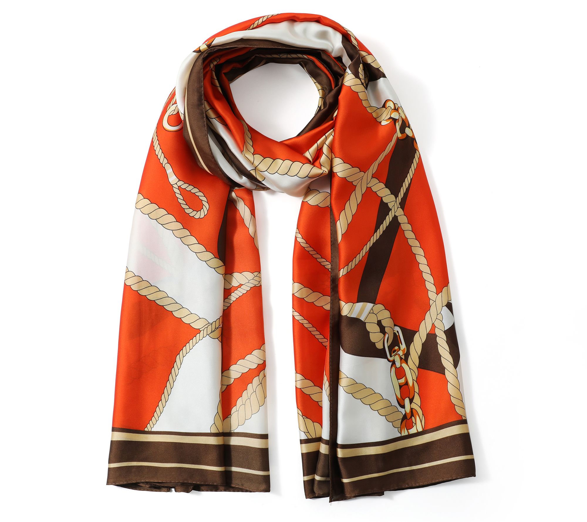 Youzey Orange & Brown Links Scarf 35" x 70"