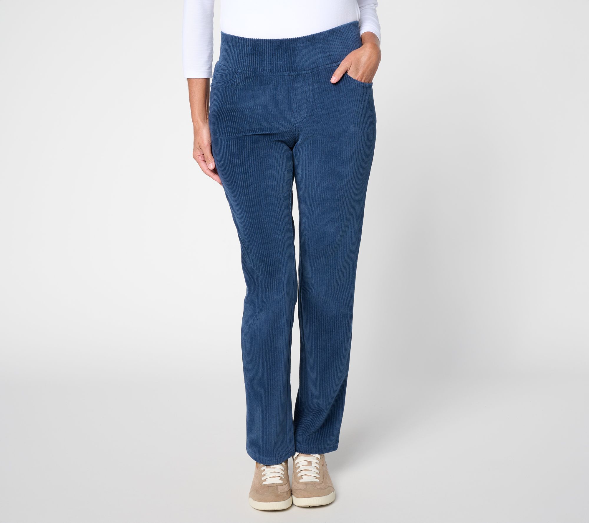 Belle by Kim Gravel Petite Corduroy Straight Leg Pant