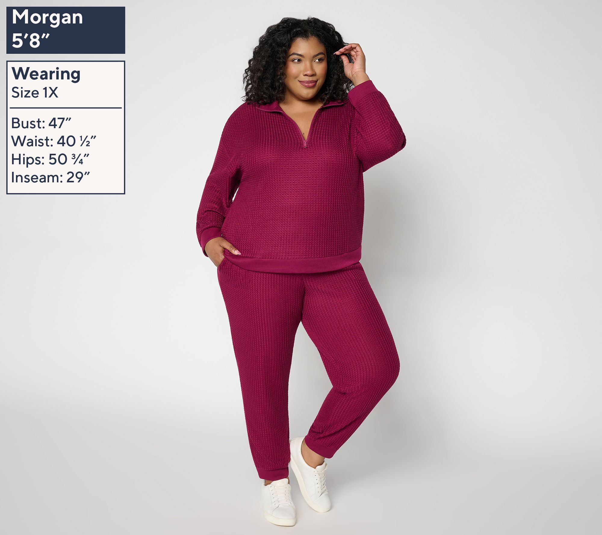 MUK LUKS Regular Waffle Quarter Zip & Jogger Set | QVC