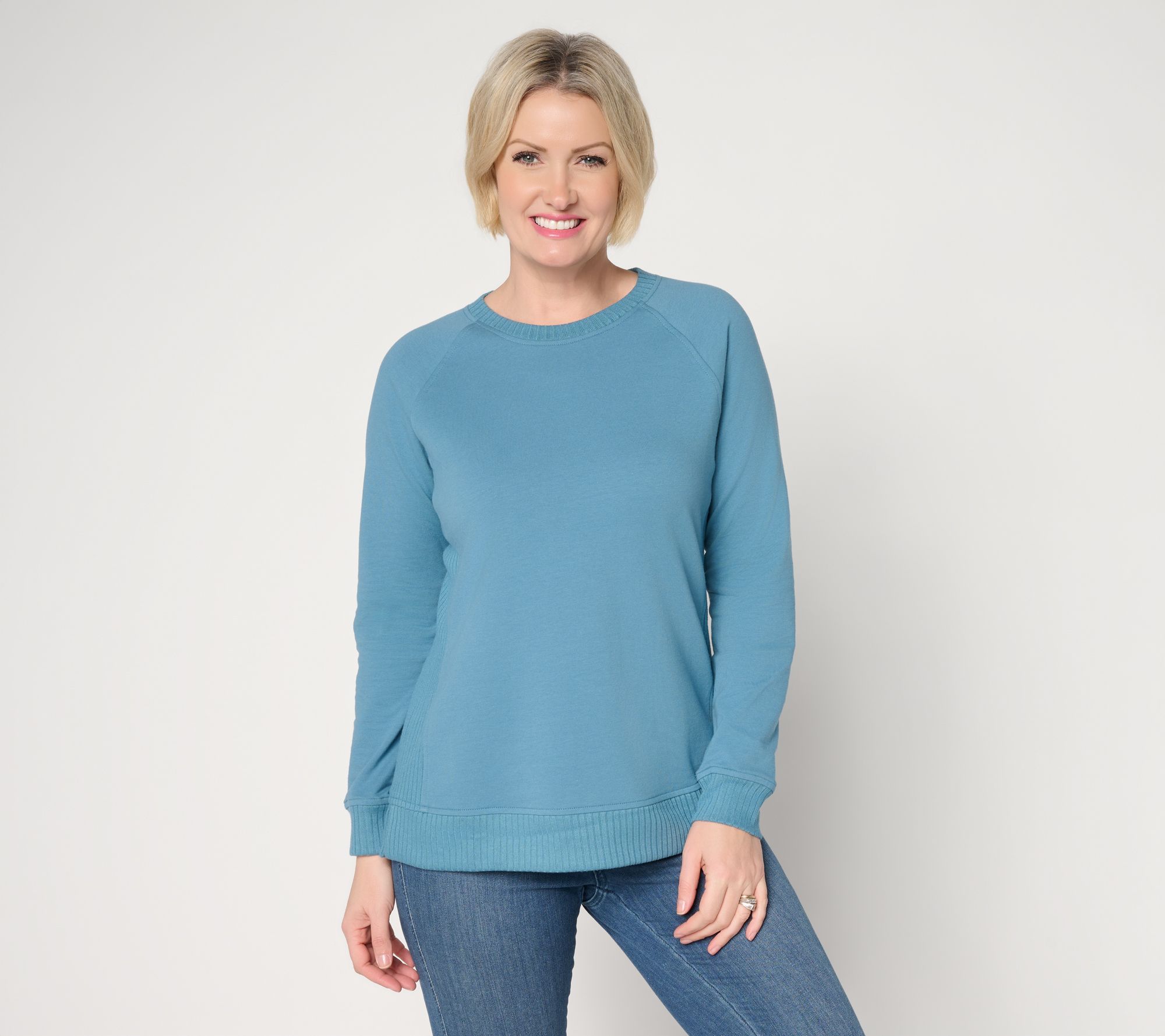 "As Is" Belle by Kim Gravel French Terry Top with Wide Rib Trim