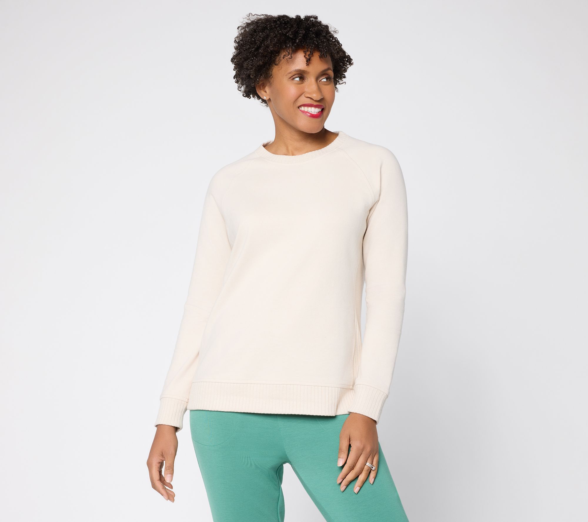 "As Is" Belle by Kim Gravel French Terry Top with Wide Rib Trim