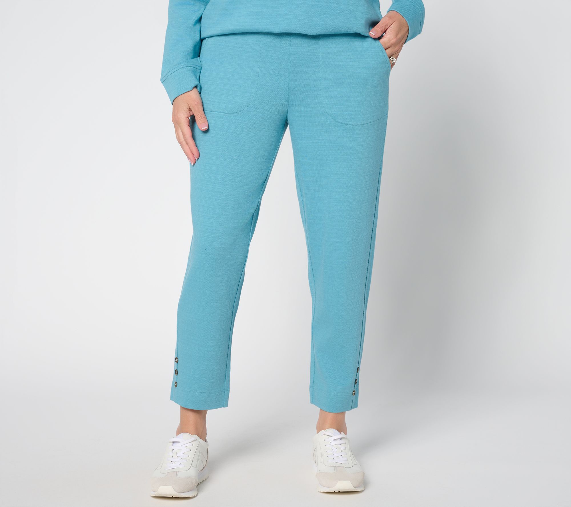 "As Is" Denim & Co. Active Reg Textured Cotton Straight Leg Crop Pants