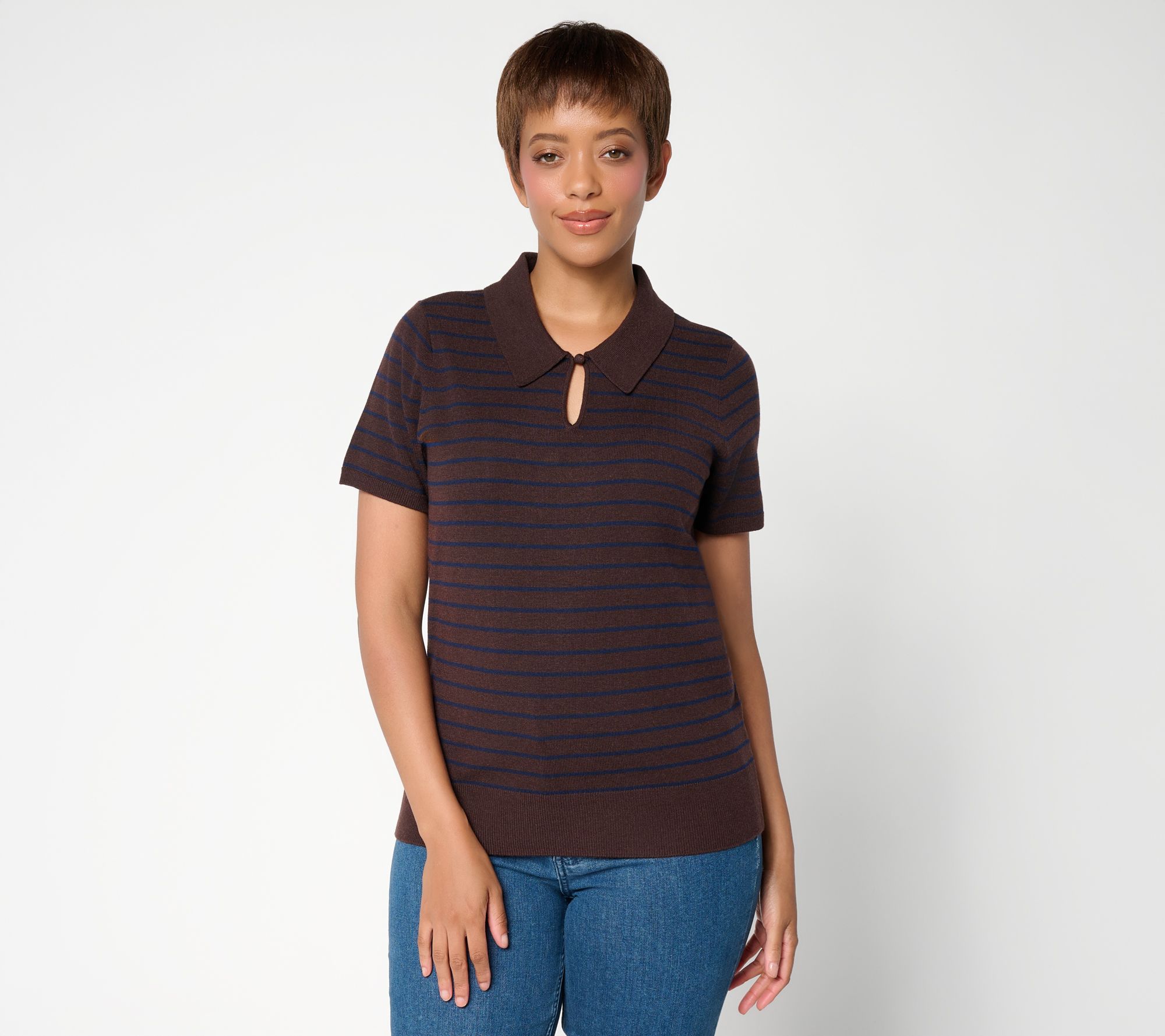 BEAUTIFUL by Lawrence Zarian Short Sleeve Sweater Polo