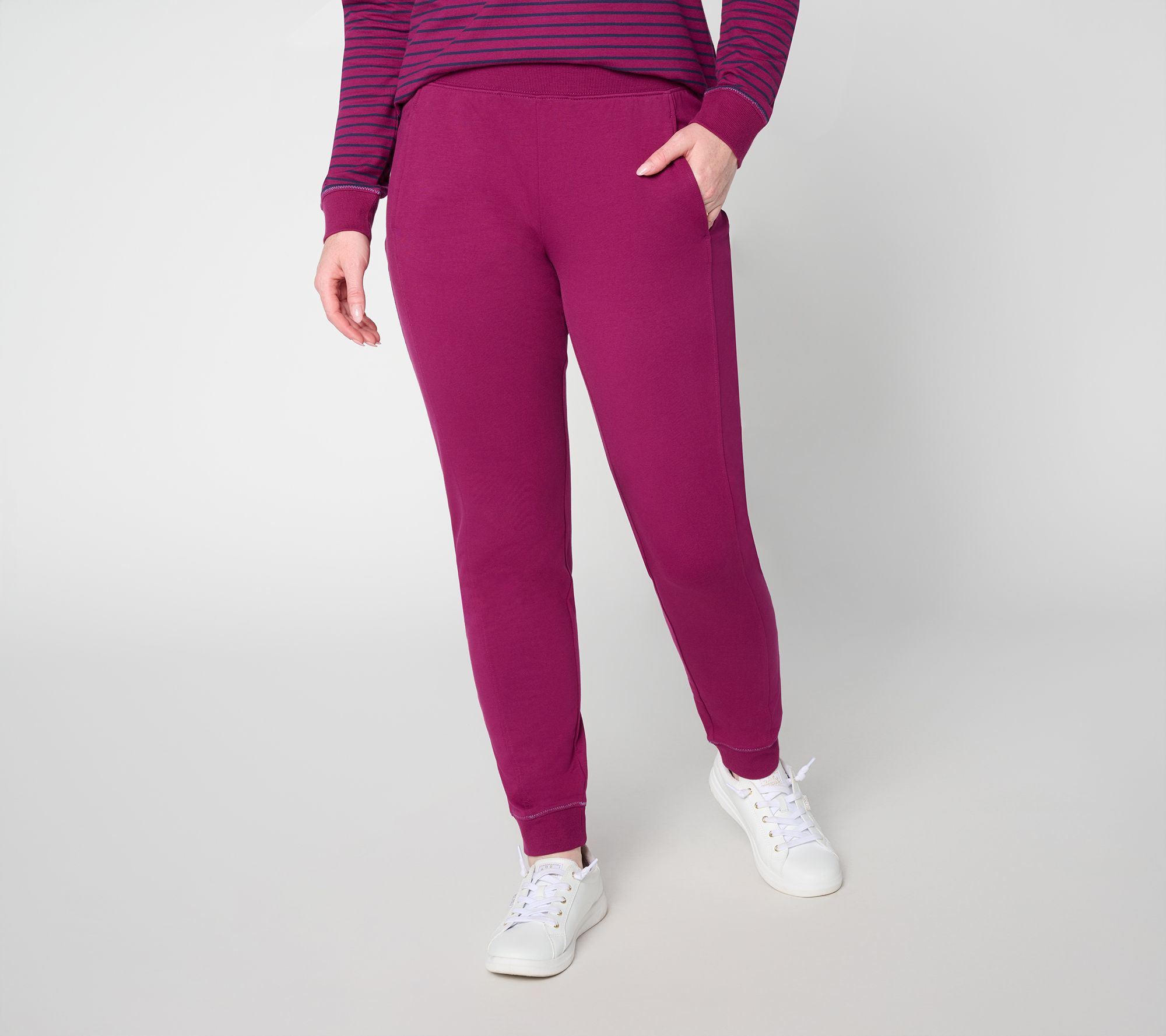Denim & Co. Active Regular French Terry Joggers with Zip Zag Stitch