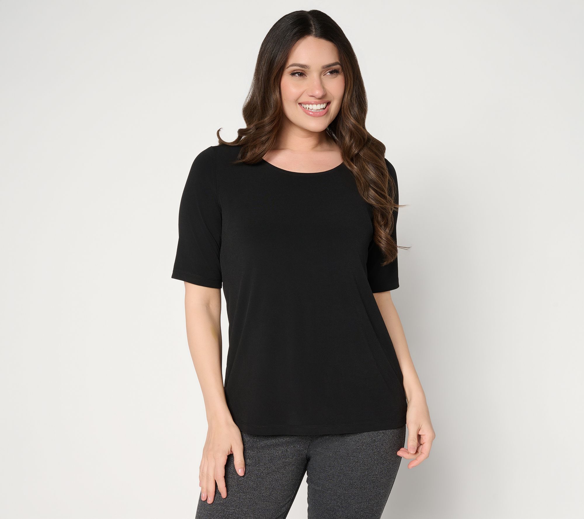 "As Is" Susan Graver Essentials Liquid Knit Scoop Neck Top