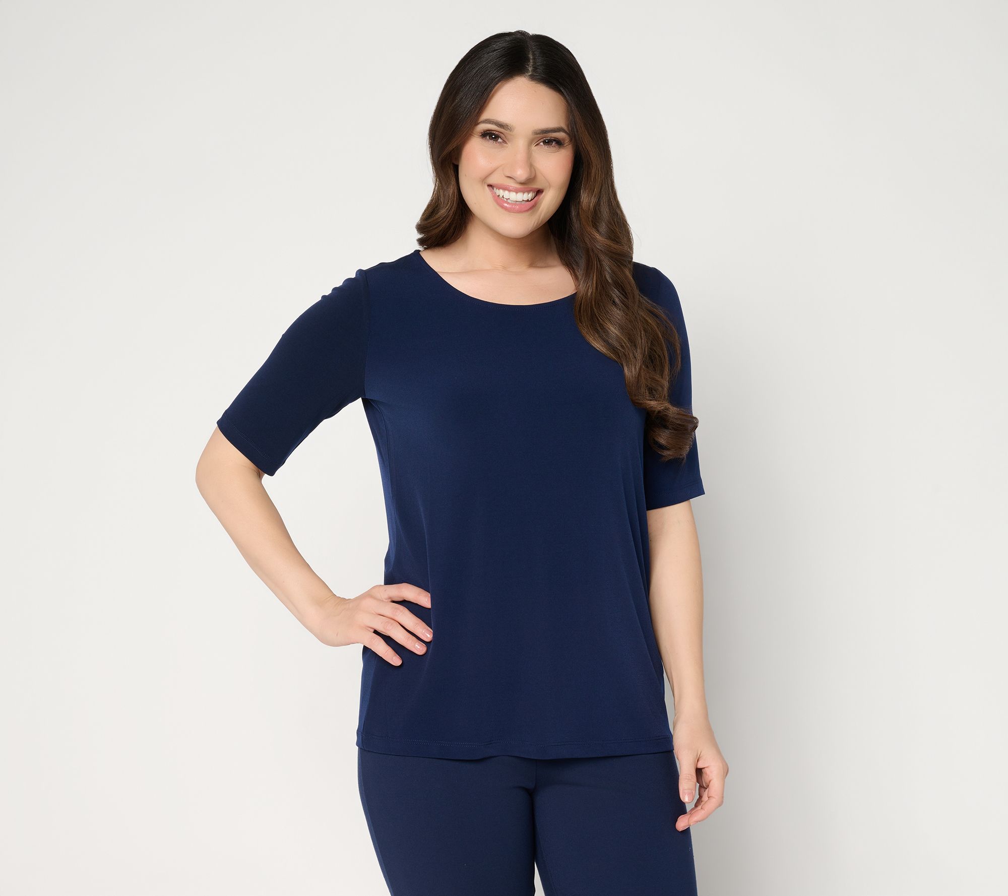 "As Is" Susan Graver Essentials Liquid Knit Scoop Neck Top