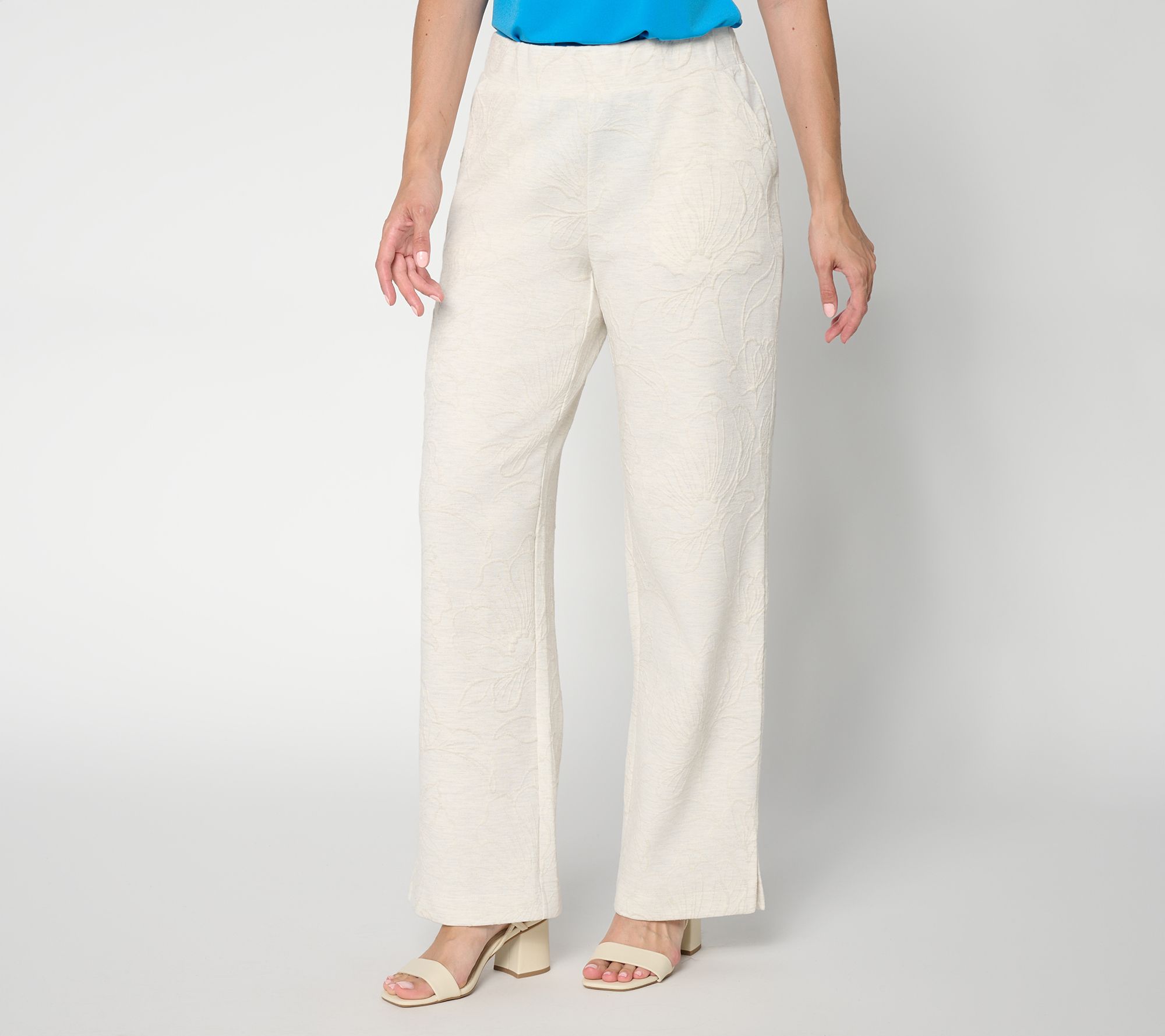  Susan Graver Regular Textured Full Length Wide Leg Knit Pant