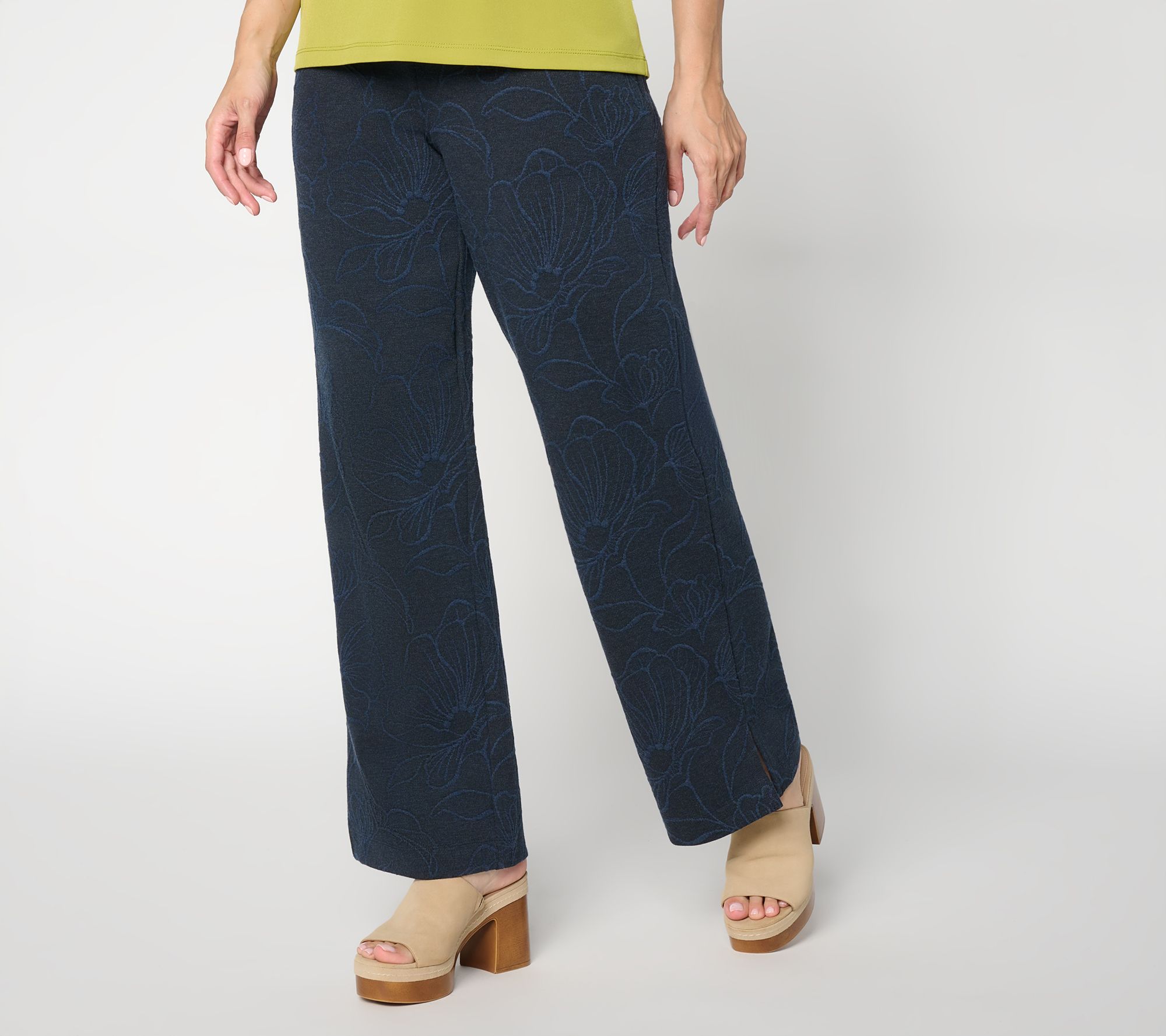 Susan Graver Regular Textured Full Length Wide Leg Knit Pant