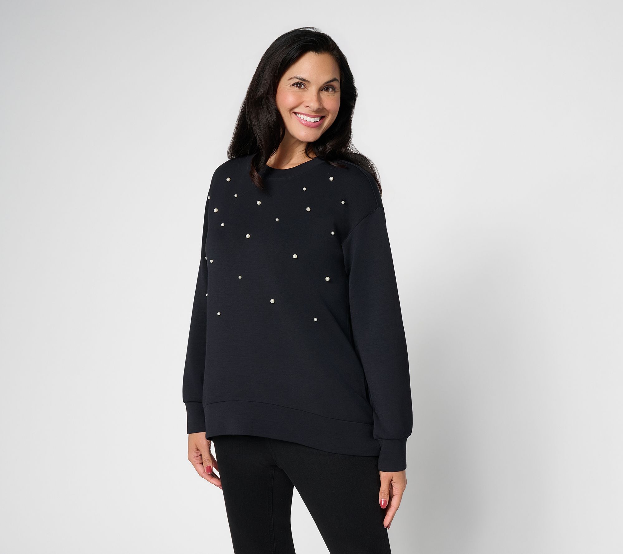 Belle by Kim Gravel ScubaLuxe Pearly Party Embellished Top