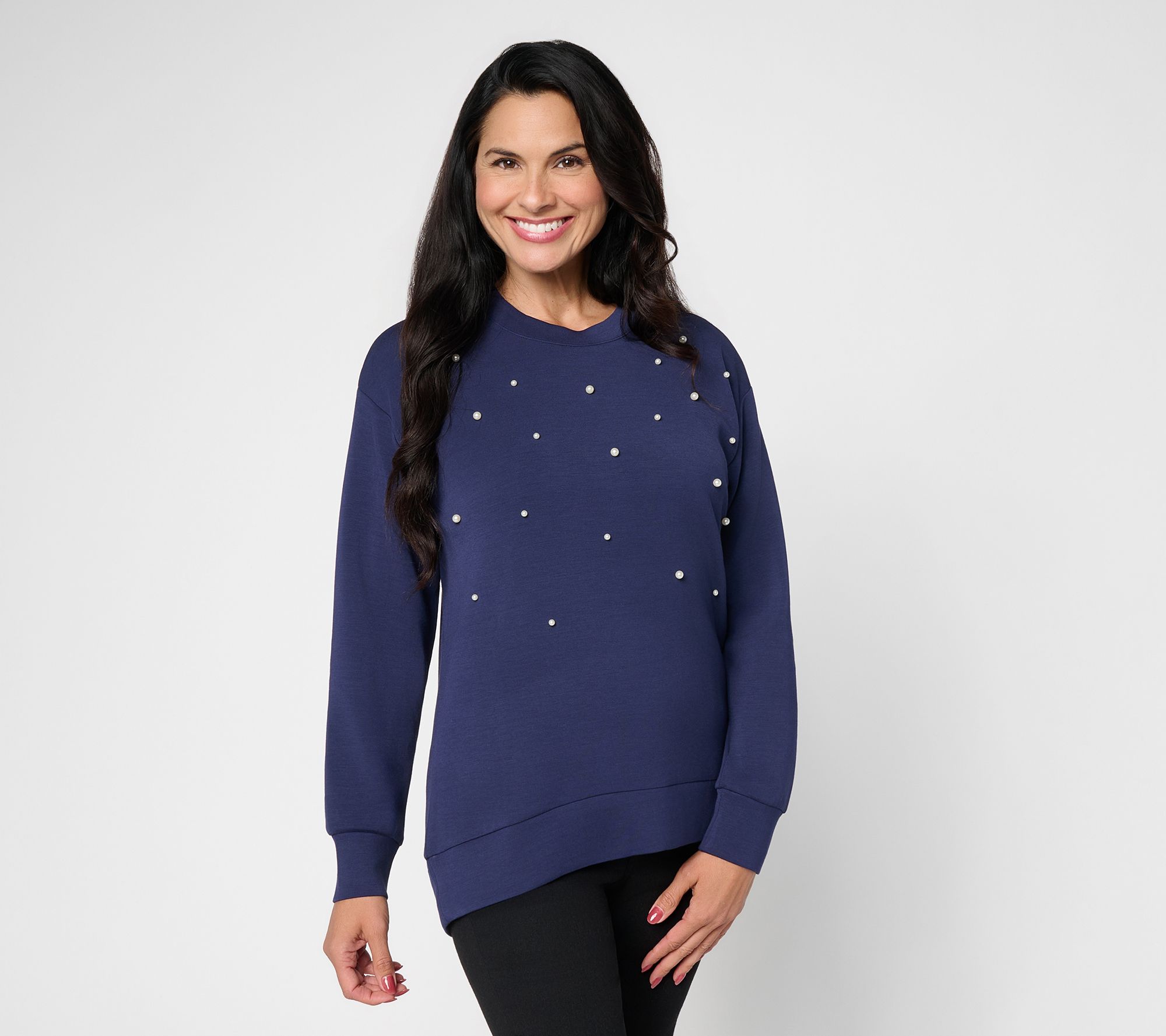 Belle by Kim Gravel ScubaLuxe Pearly Party Embellished Top