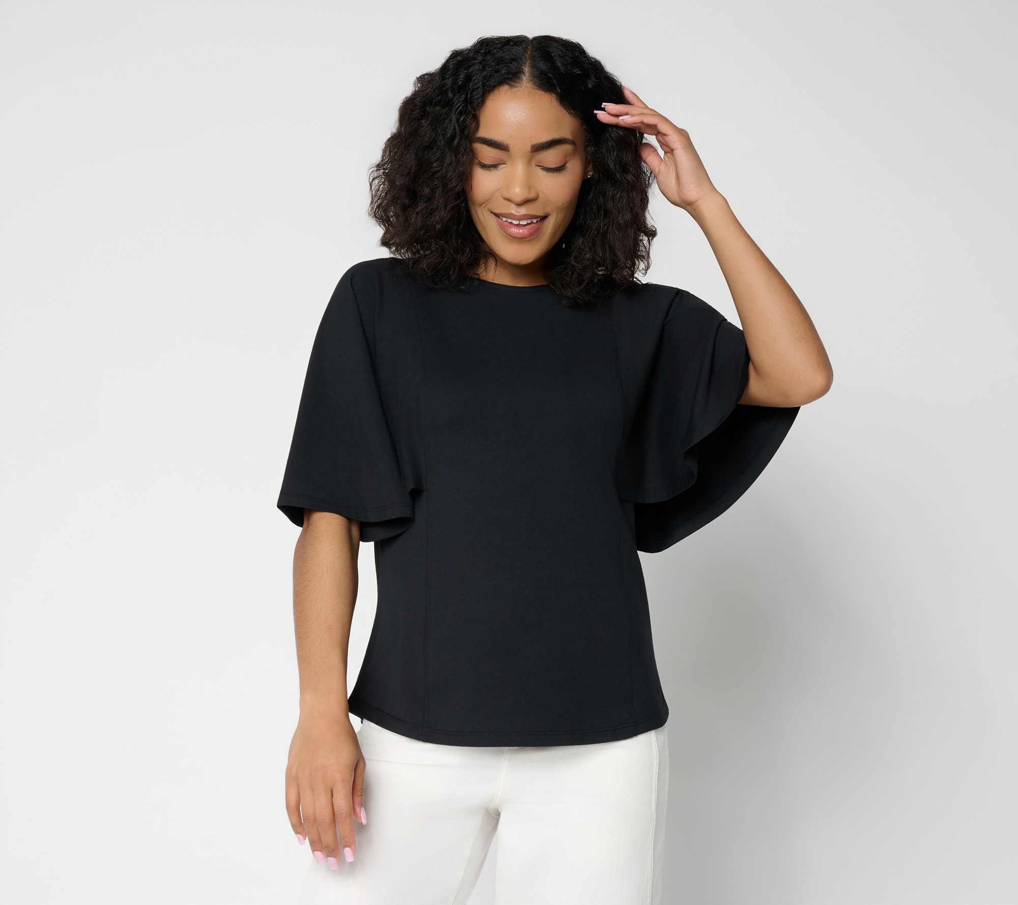 "As Is" Peace Love World Boheme Crew Neck Flutter Sleeve Top