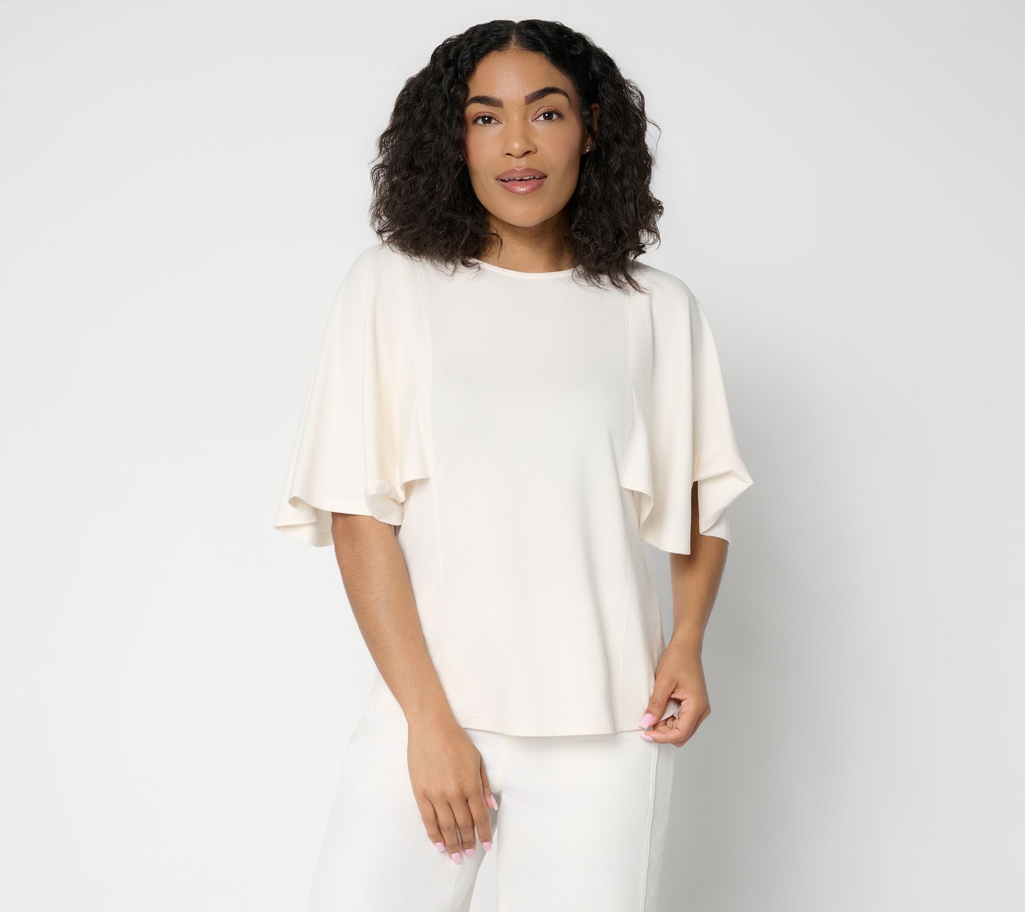 "As Is" Peace Love World Boheme Crew Neck Flutter Sleeve Top