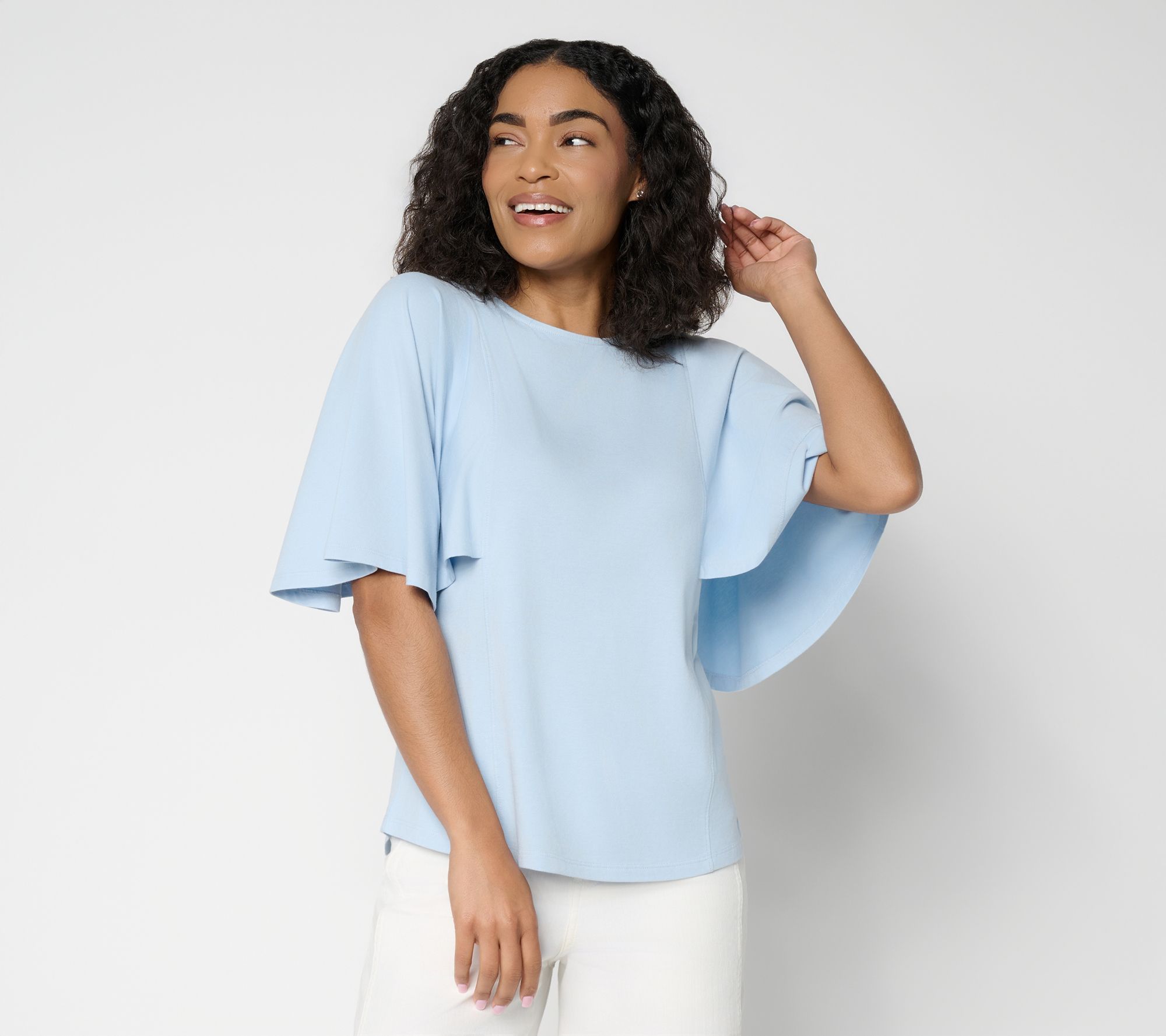 "As Is" Peace Love World Boheme Crew Neck Flutter Sleeve Top