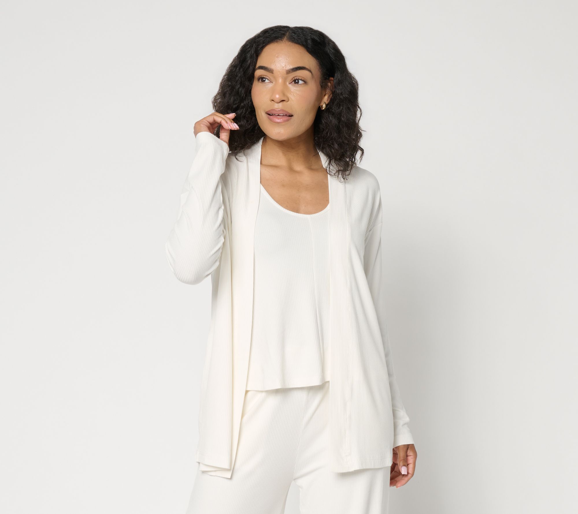 "As Is" Lattelove Open Front Ribbed Cardigan