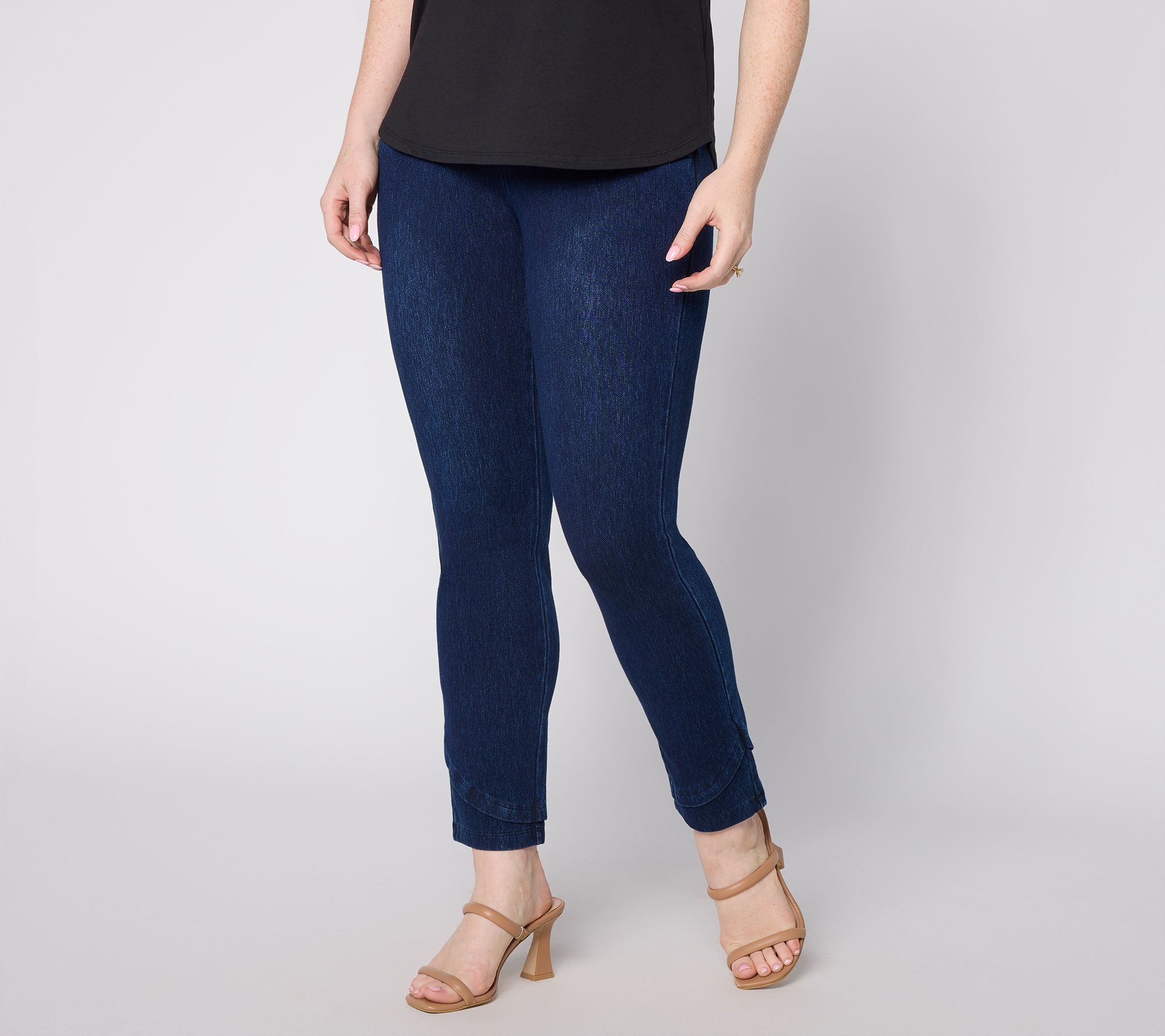 "As Is" Women with Control Petite Prime Stretch Denim Slim Leg Pants