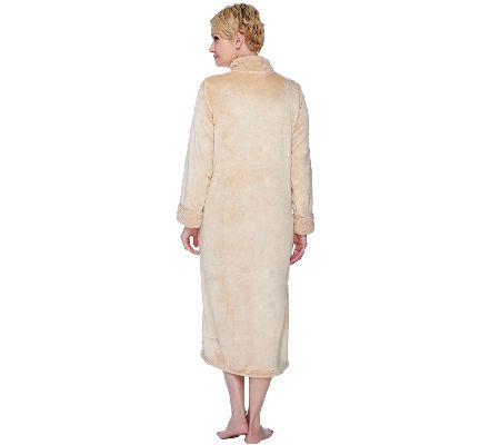 Stan Herman Petite Silky Plush Long Zip Robe - QVC.com