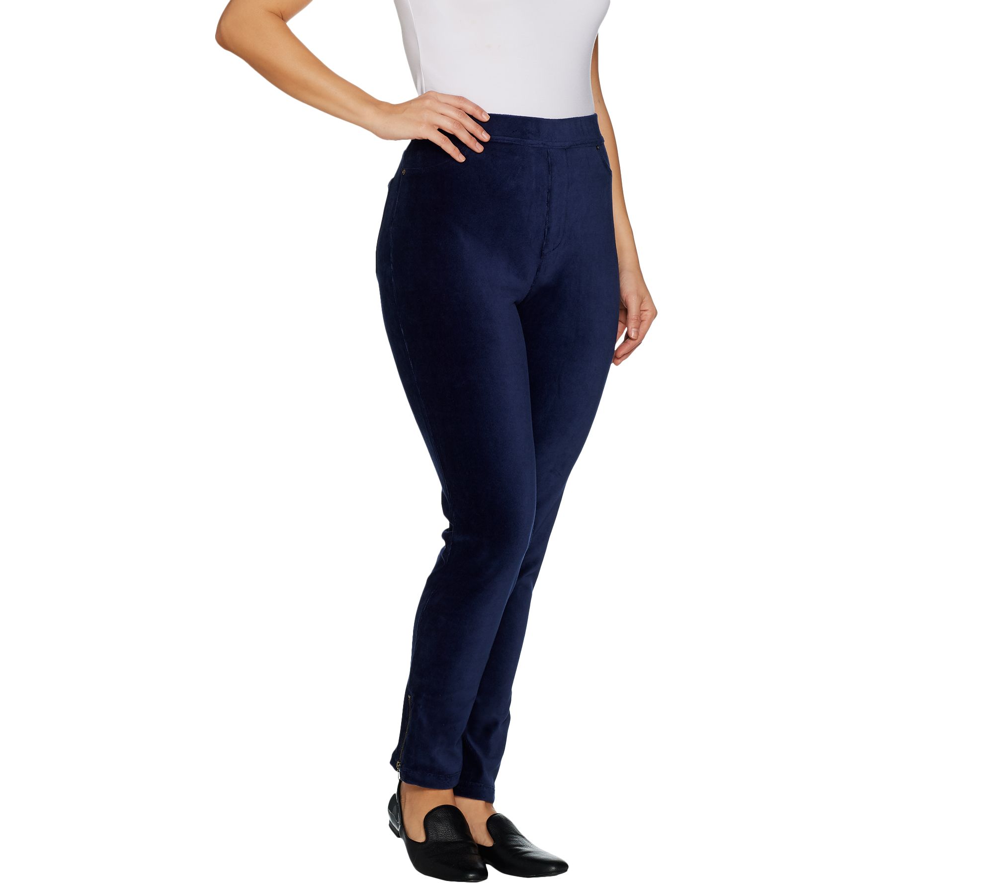 "As Is" Susan Graver Regular Knit Corduroy Straight Leg Pull-On Pants