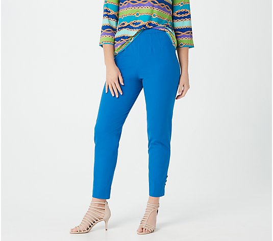 Bob Mackie Petite Ankle Pants with Button Detail