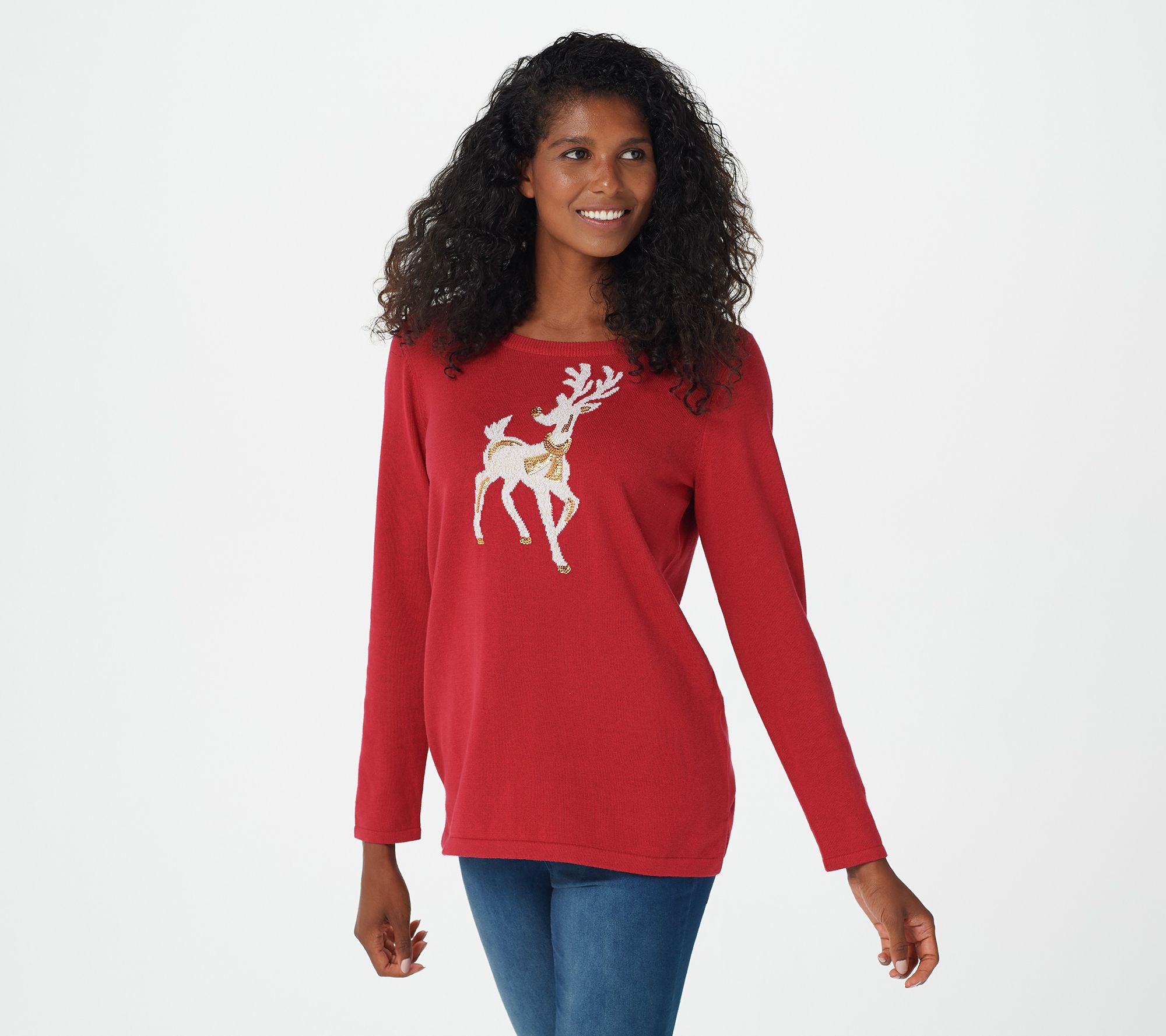 Coolred-Women Long Sleeve Casual Floral Christmas Pullovers Sweatshirt 