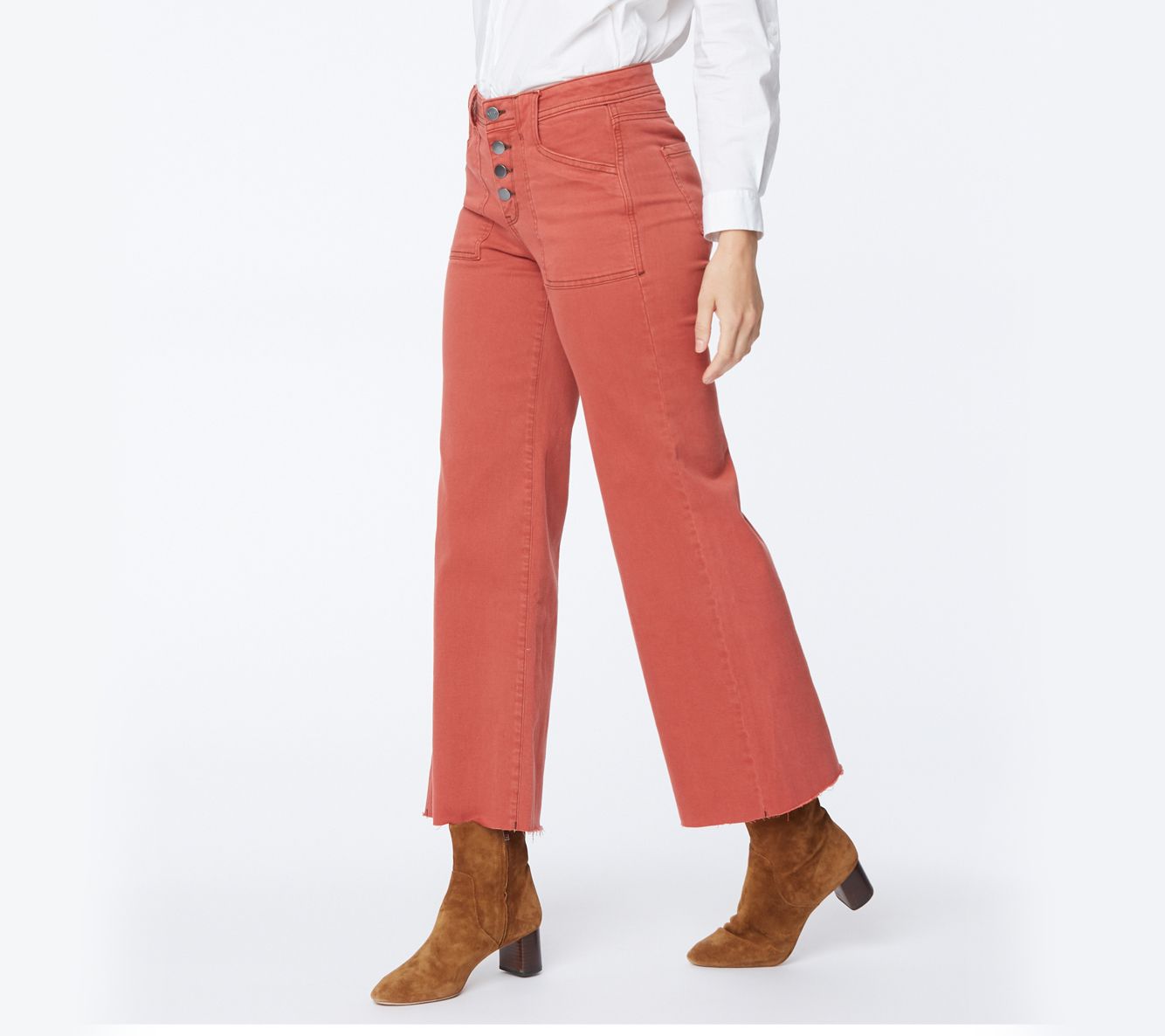 NYDJ Teresa Wide-Leg Ankle Jeans with Utility Detail- Auburn - QVC.com
