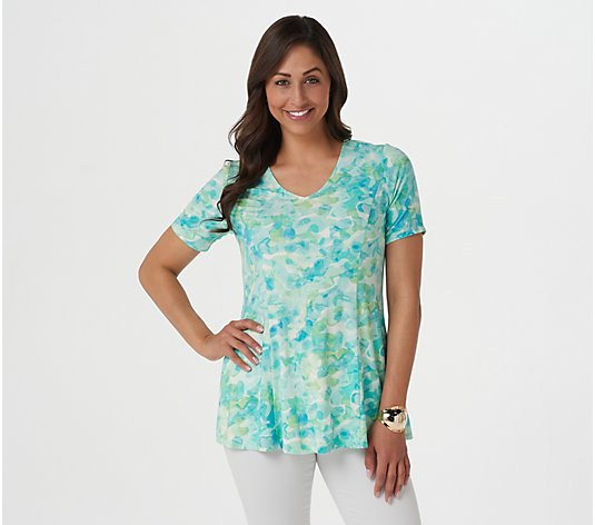 Susan Graver Weekend Printed Cool Touch Knit Fit & Flare Tunic