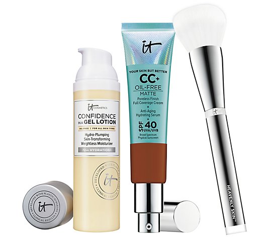 IT Cosmetics Confidence in a Gel Lotion, CC Foundation & Brush