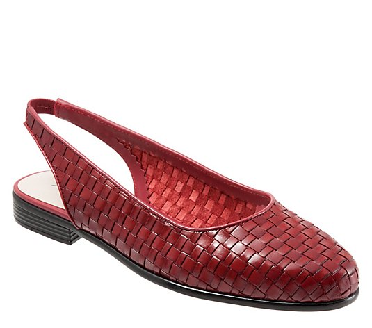 Trotters Woven Leather Slingbacks - Lucy