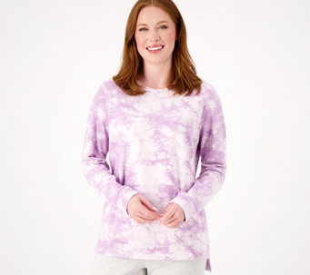 Denim & Co. Crystal Wash French Terry Sweatshirt with Hi-Low Hem - A452492