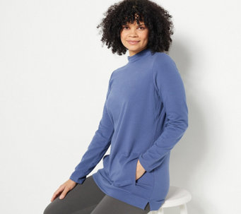 Denim & Co. Active Regular French Terry Mini Mock Neck Tunic - A463292