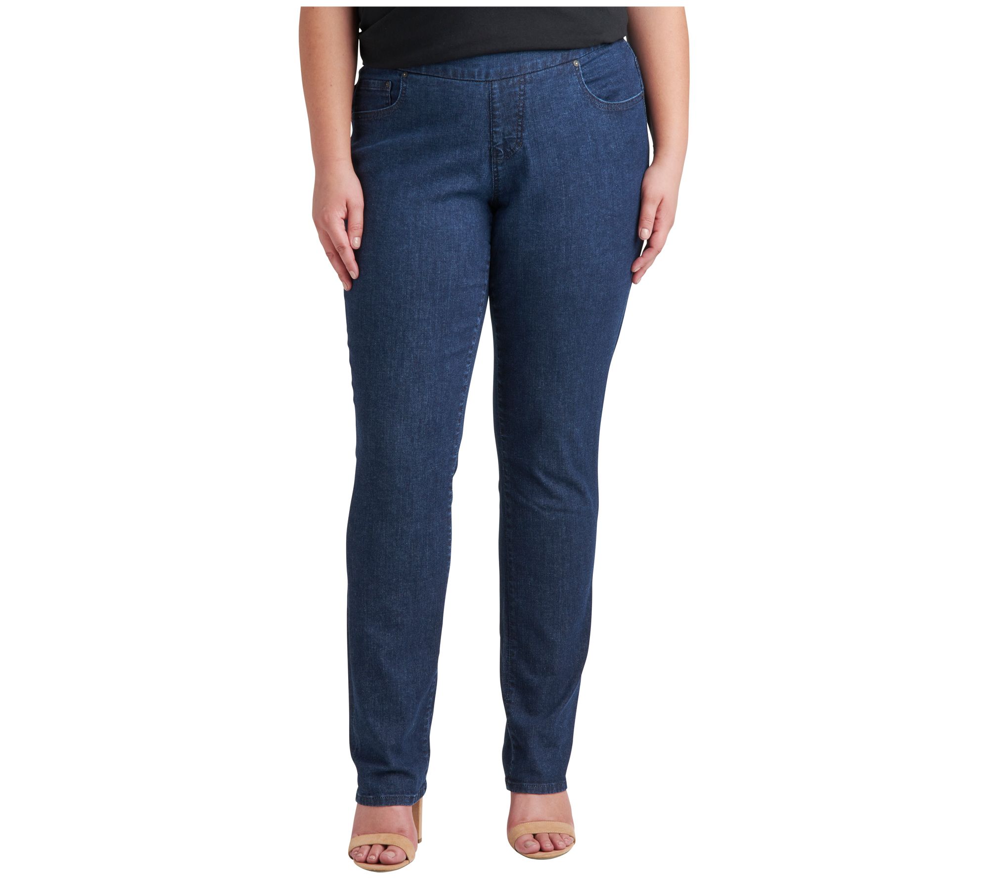 JAG Jeans Plus Size Peri Mid Rise Straight Leg Pull-On Jeans - QVC.com