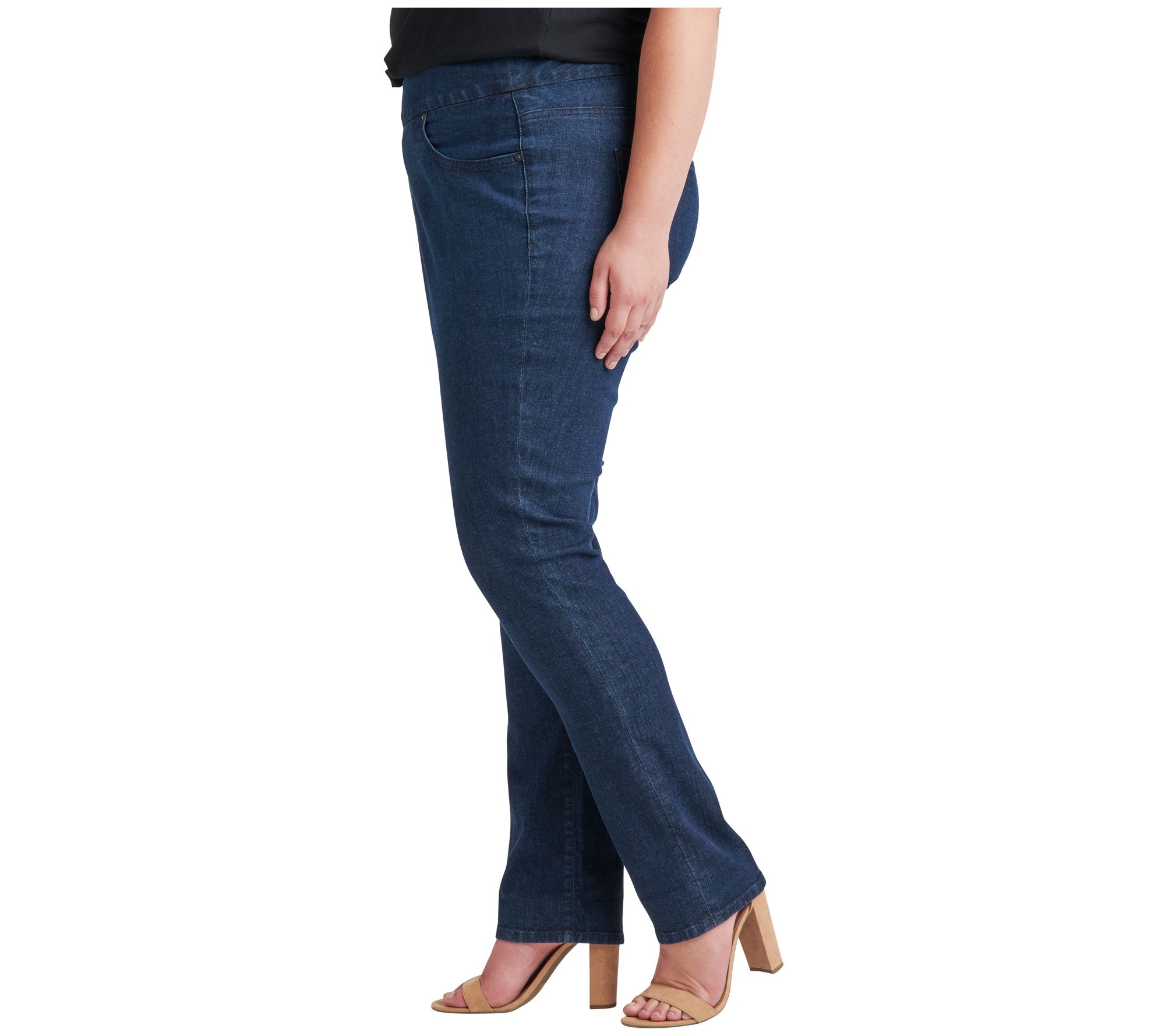 JAG Jeans Plus Size Peri Mid Rise Straight Leg Pull-On Jeans - QVC.com