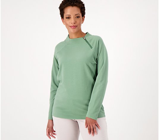 Sport Savvy French Terry Long Sleeve Funnel Neck with Zipper