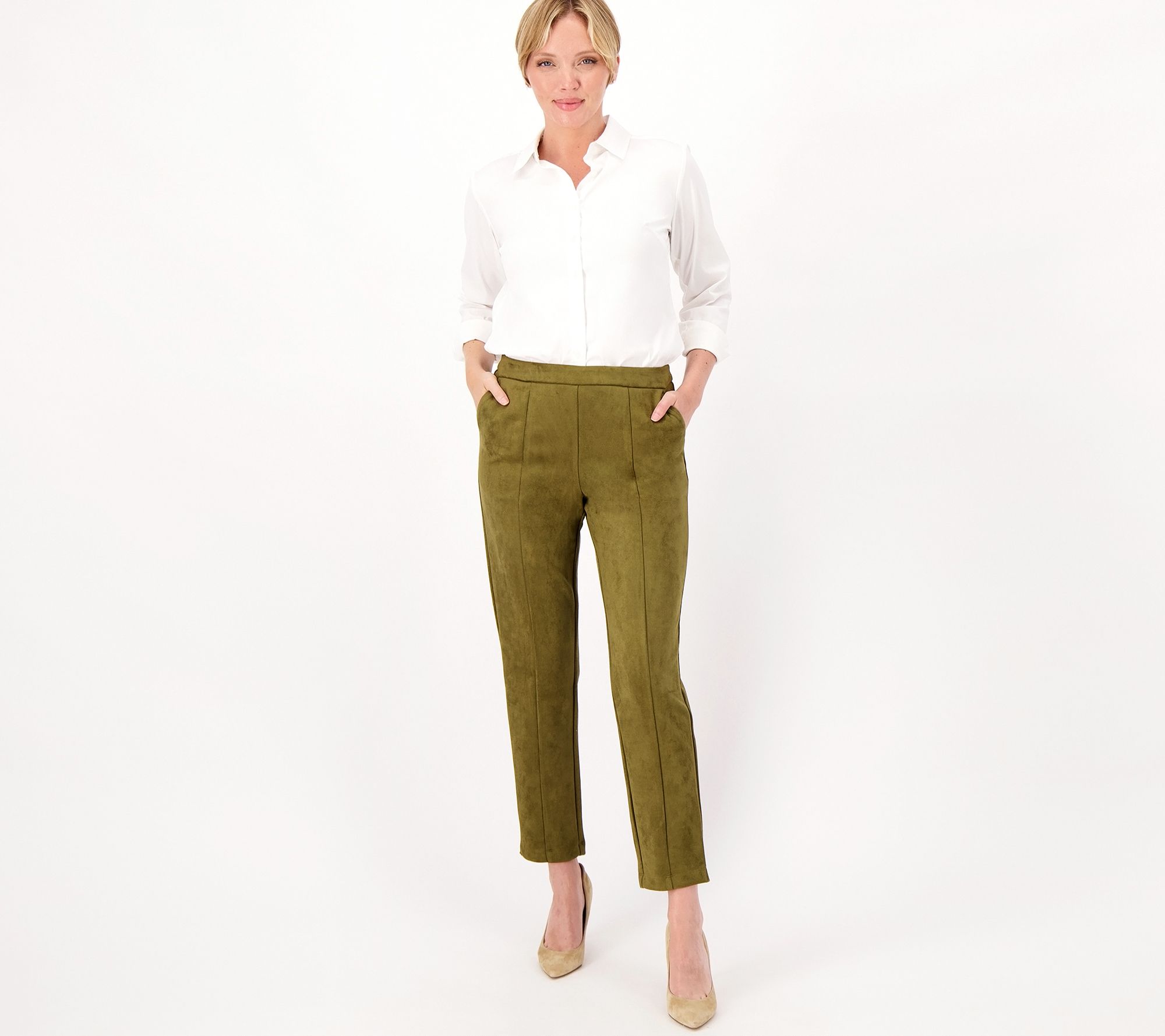 Joan Rivers Petite Fauux Suede Signature Ankle Pant - QVC.com